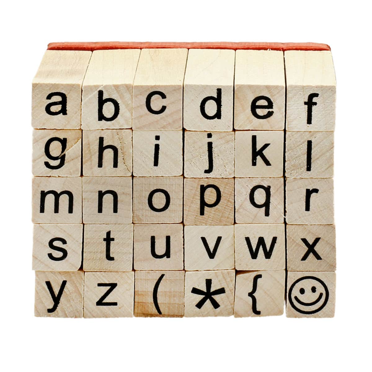 LAAT Creative Wooden English Alphabet Letter Stamps Stamper Capital Lower Case Boxes for Kids-Set of 30PCS