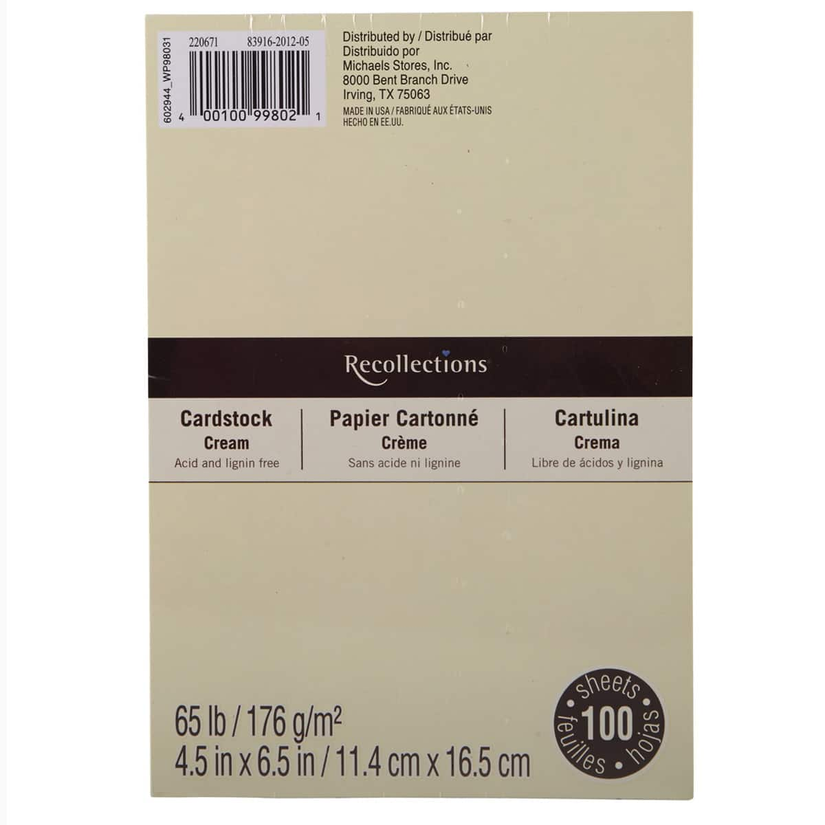 Michaels Bulk 12 Packs: 100 Ct. (1,200 Total) Primary 4.5 inch x 7 inch Cardstock Paper by Recollections, Size: 4.5 x 7, Other