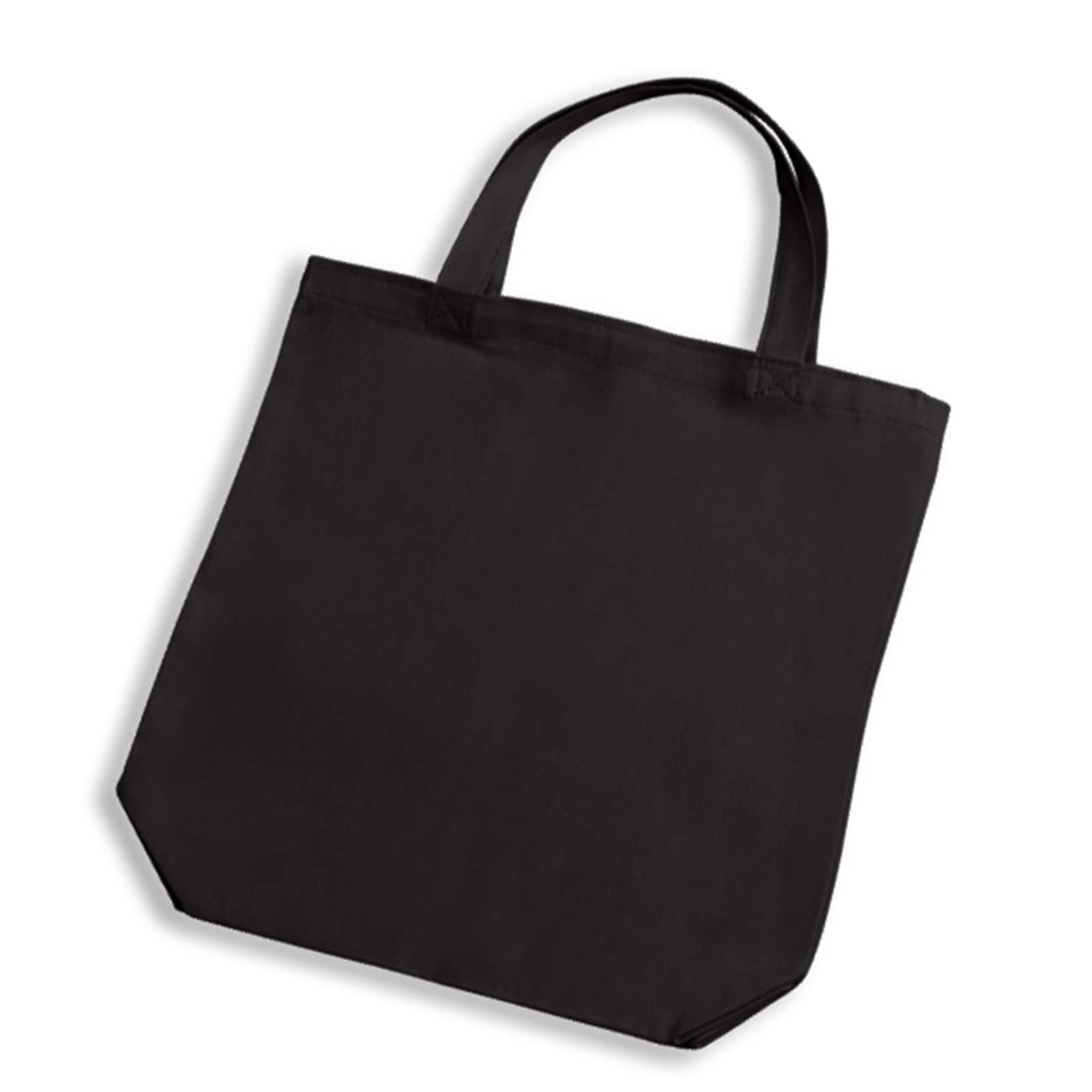 1 x Plain 100% Cotton Black Cotton Shopping Shoulder Tote Bag with Long  Handles