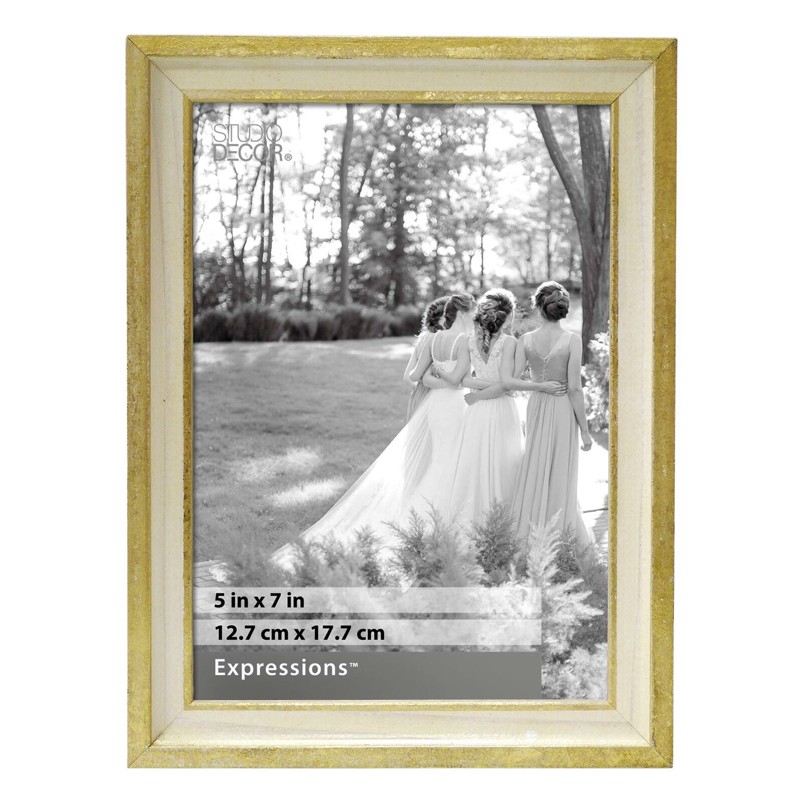 Shop for the Cream Frame With Gold Leaf, 5" x 7", Alexandria By Studio