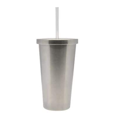 19oz. White Stainless Steel Tumbler with Straw by Celebrate It™, Michaels