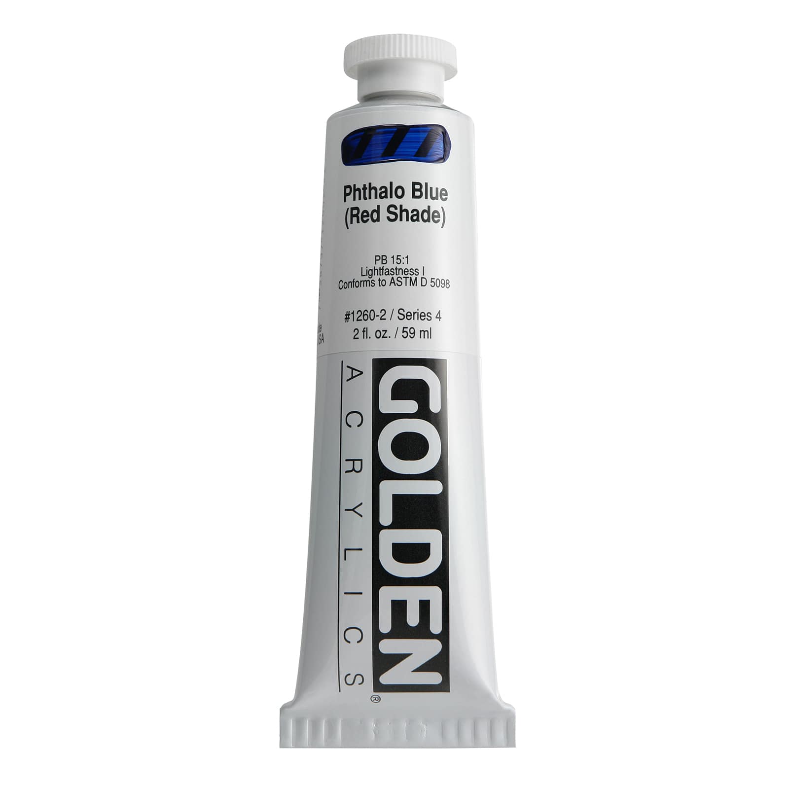 Golden Heavy Body Acrylic Paint, 2 oz in Phthalo Blue (Red Shade)