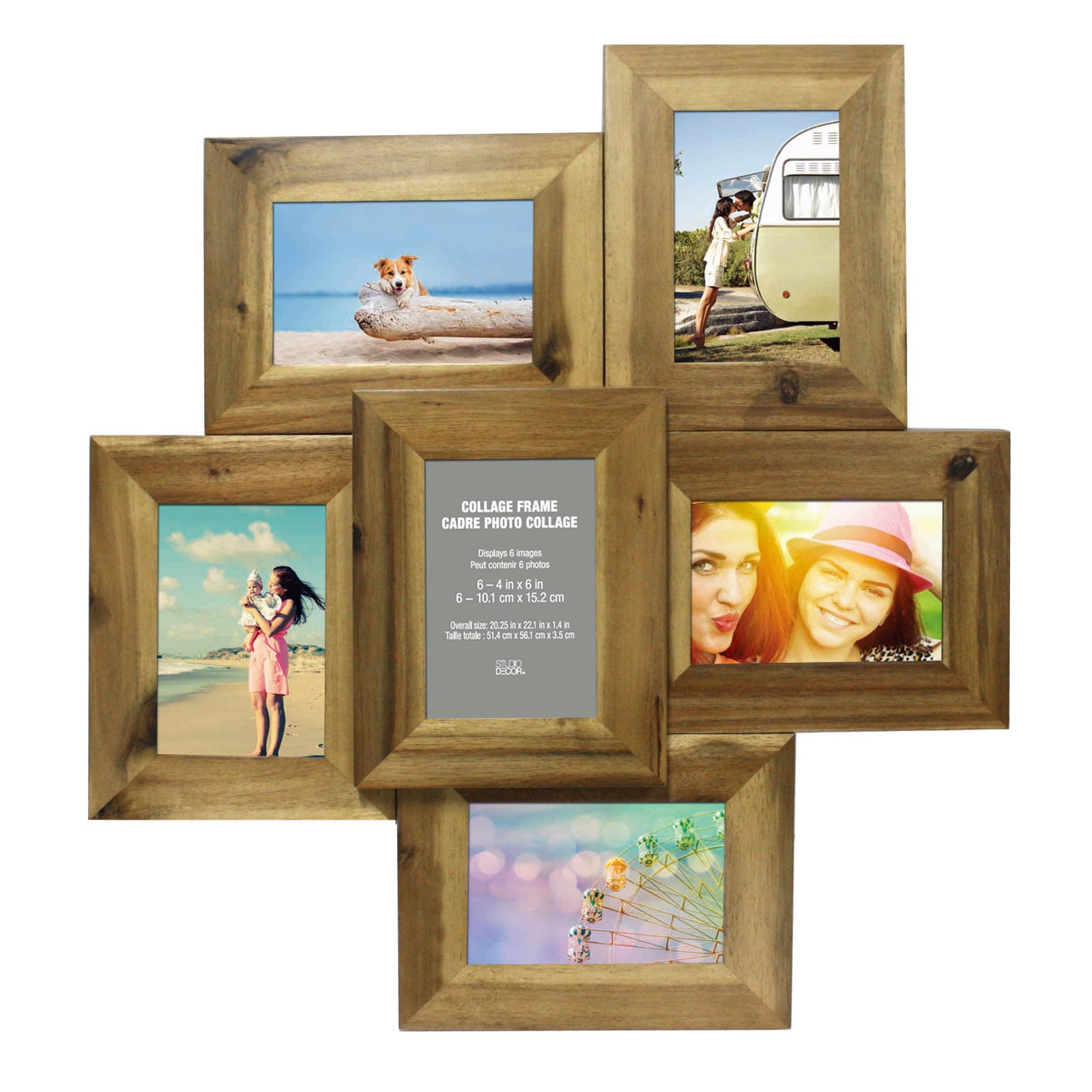 6 opening natural 4 x 6 collage frame by studio decor
