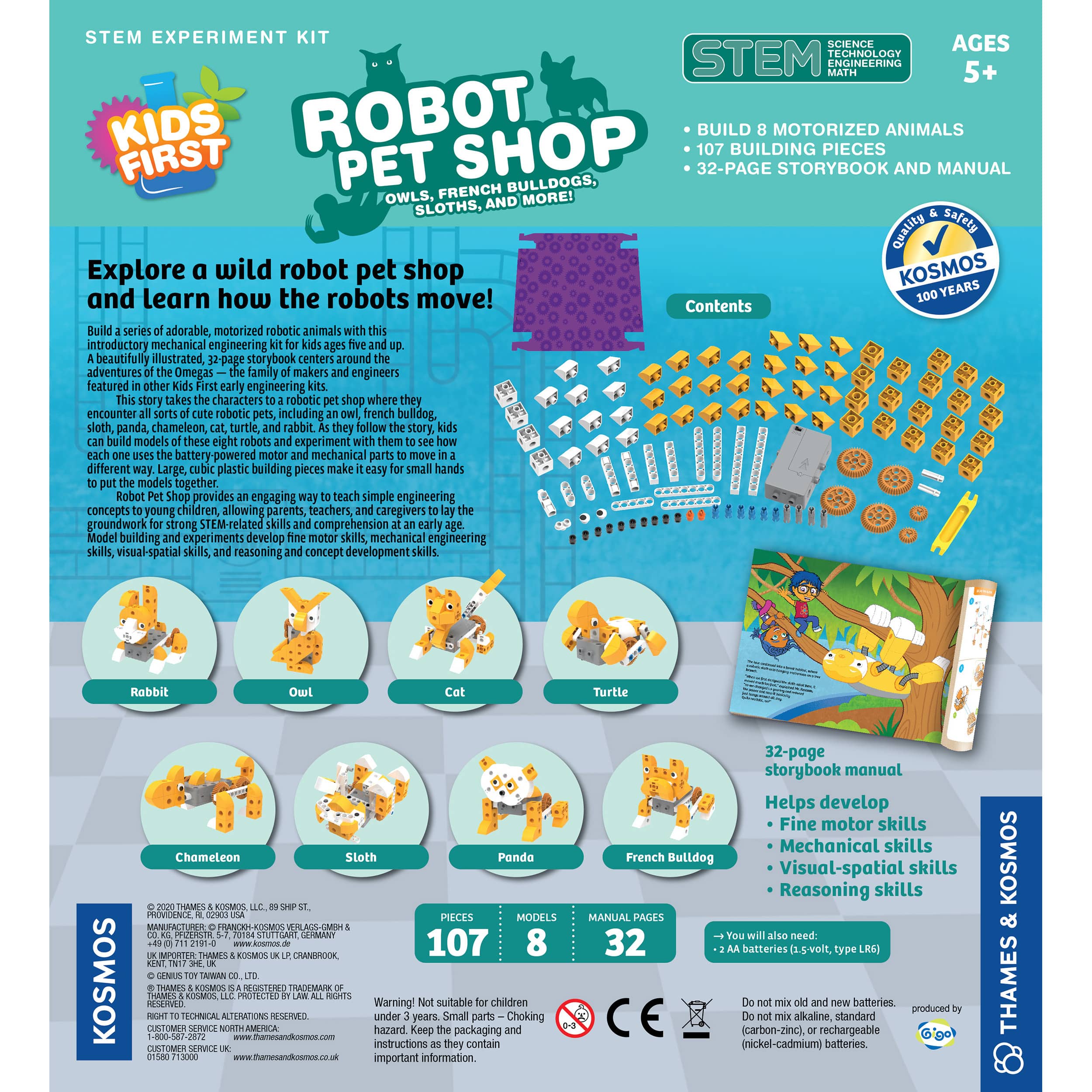 Thames &#x26; Kosmos Kids First Robot Pet Shop: Owls, French Bulldogs, Sloths, and More