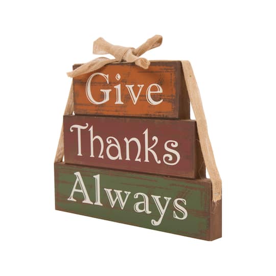 Glitzhome® Wooden 'Give Thanks' Table Décor | Fall Tabletop Decor ...