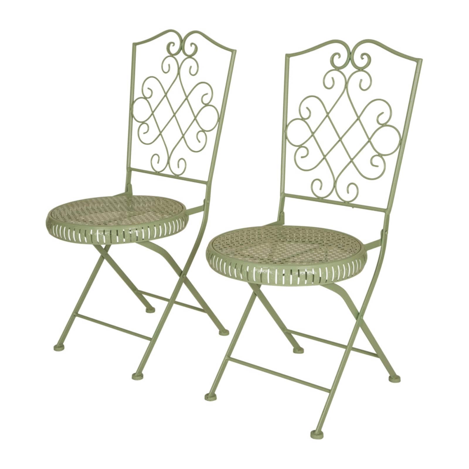 Glitzhome Folding Metal Patio Dining Chair Set Mint Green