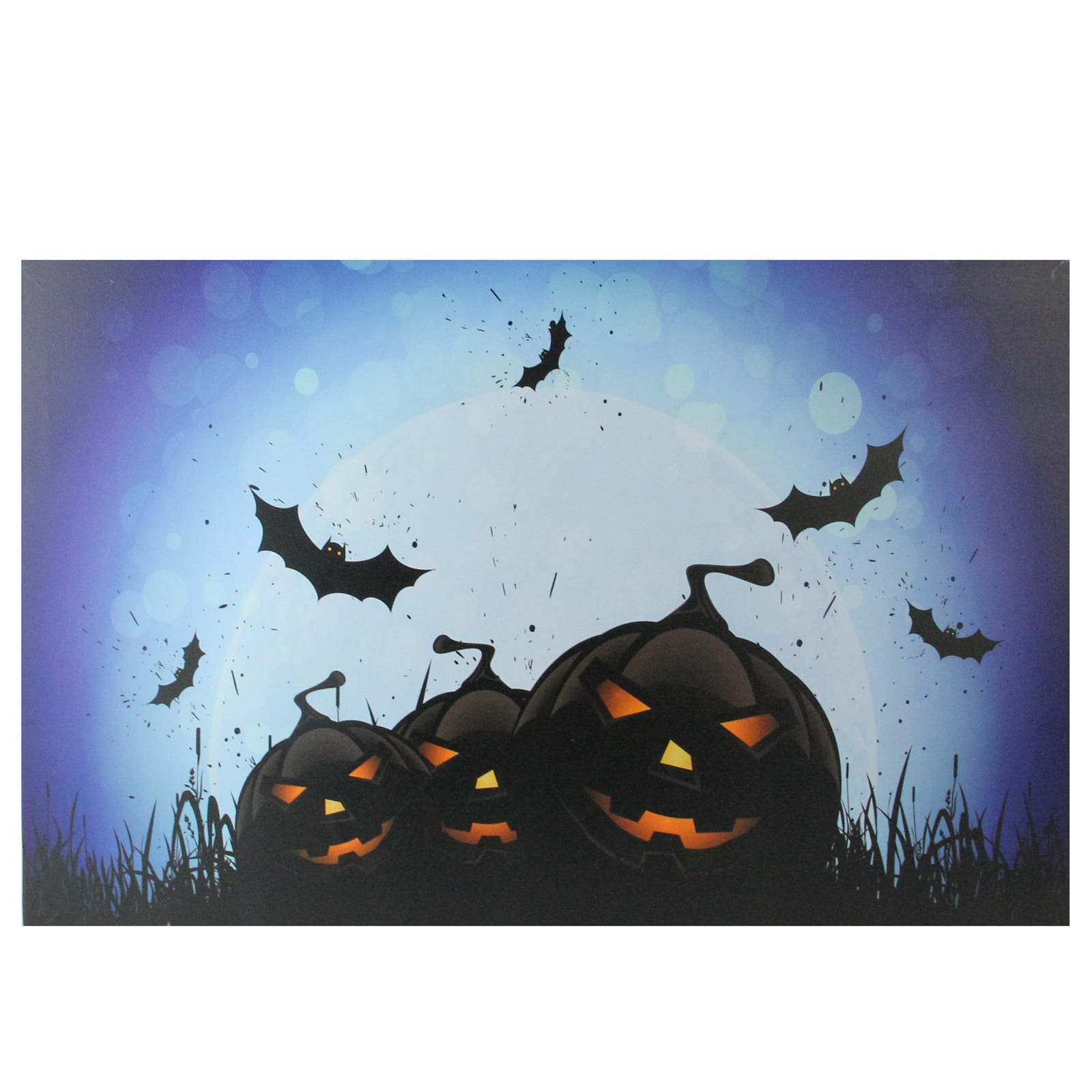 LED Lighted Jack-O-Lanterns & Bats Halloween Canvas Wall Art