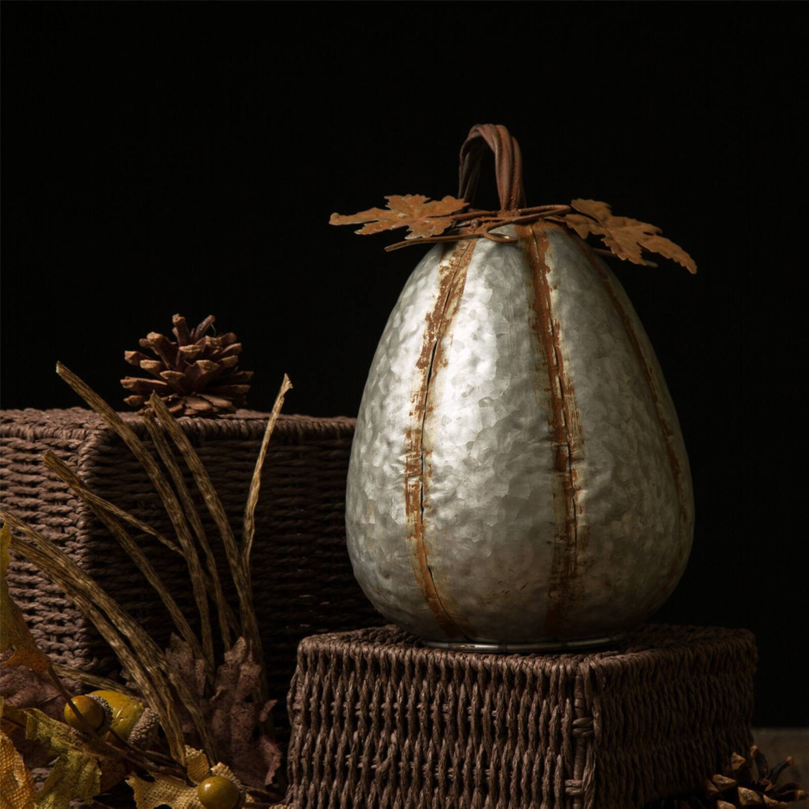 Glitzhome&#xAE; Medium Galvanized Pumpkin