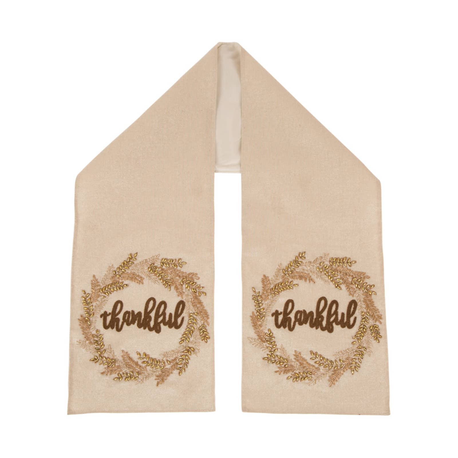 Glitzhome&#xAE; Embroidered Fabric Thanksgiving Table Runner