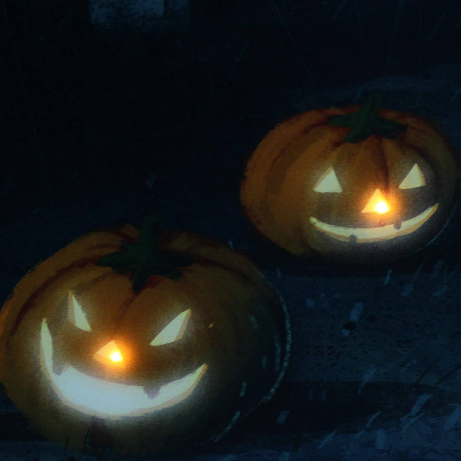 Haunted House with Jack-O'-Lanterns LED Canvas Wall Art