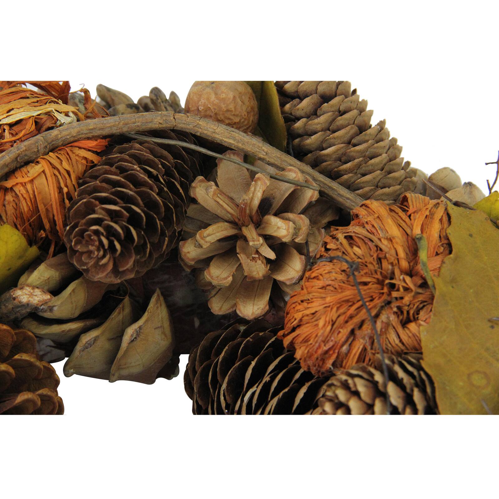 13.25" Unlit Autumn Harvest Artificial Pine Cones & Gourds Thanksgiving Wreath