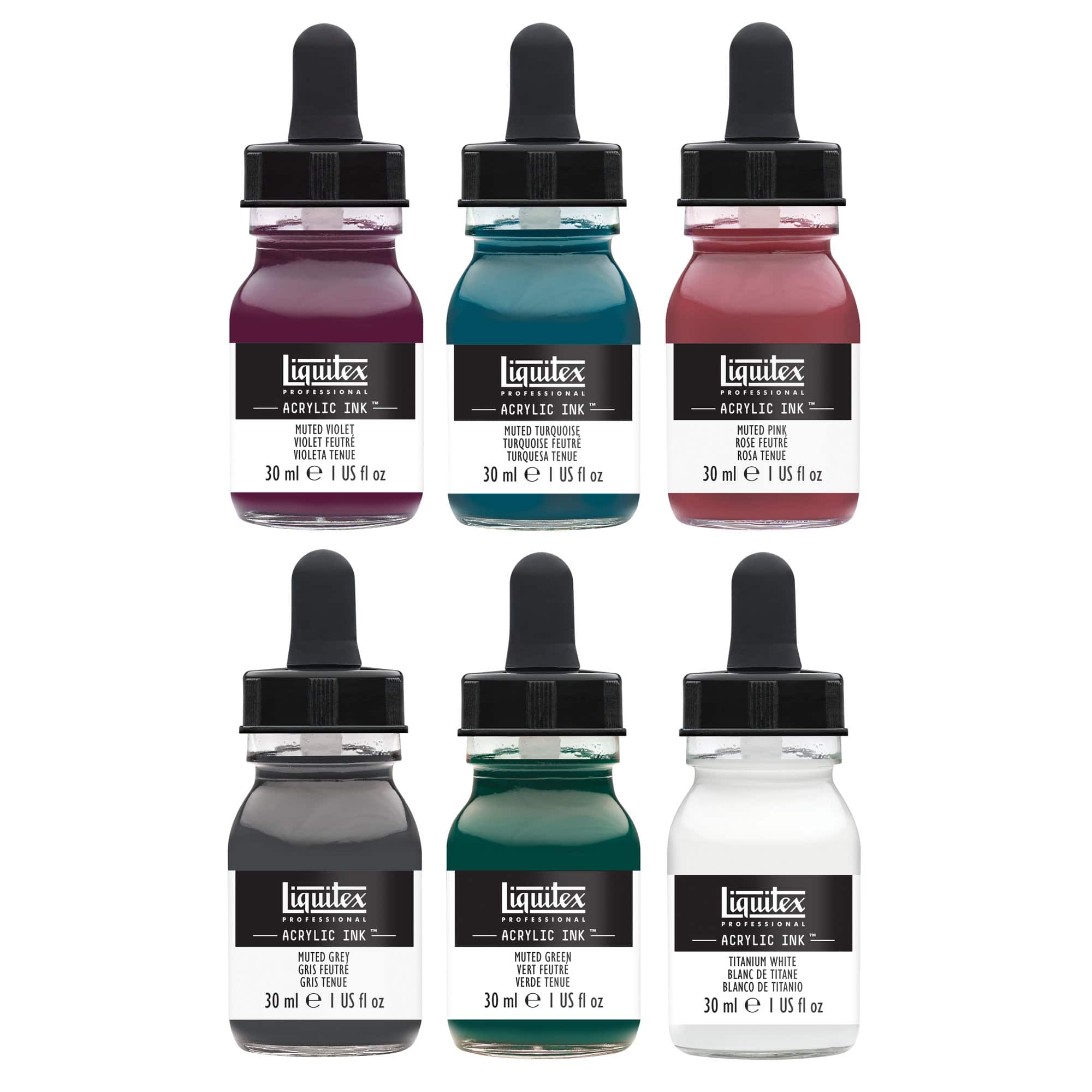 Liquitex&#xAE; Professional Acrylic Ink&#x2122; Muted Collection + White