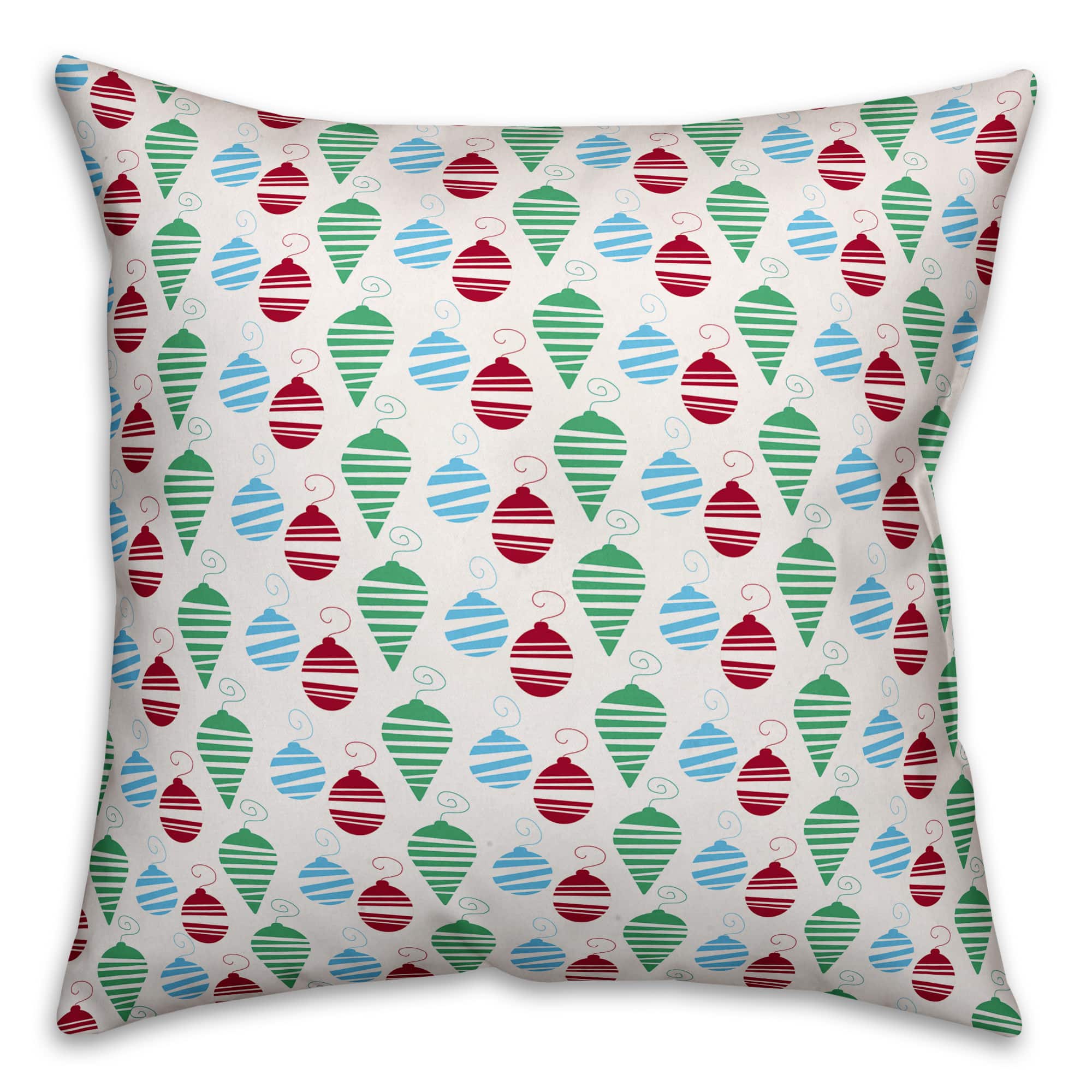 Colorful Christmas Ornaments Throw Pillow