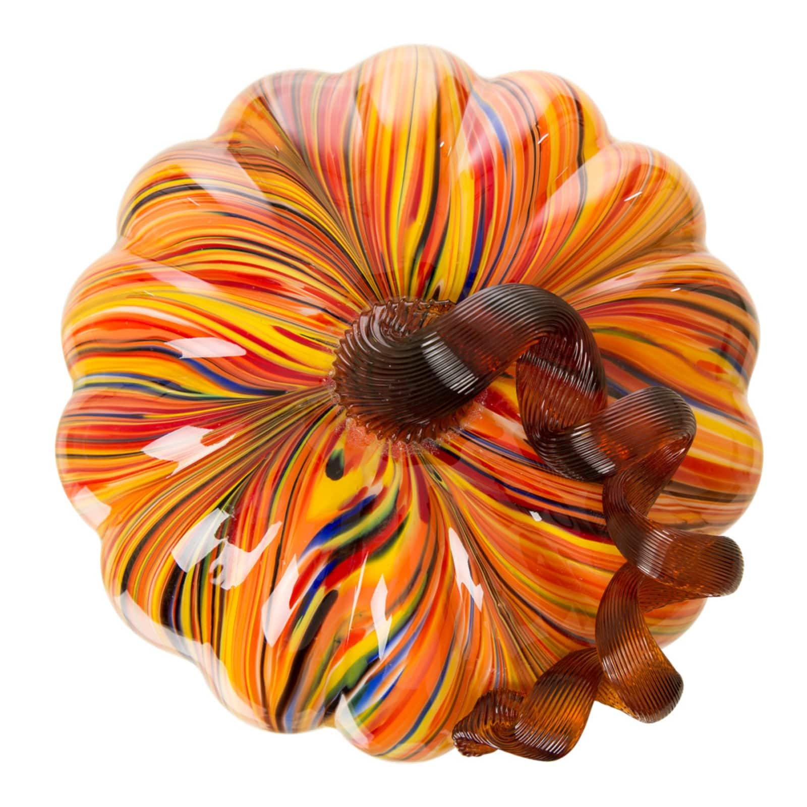 Glitzhome&#xAE; Large Glass Pumpkin, Multicolor Stripes