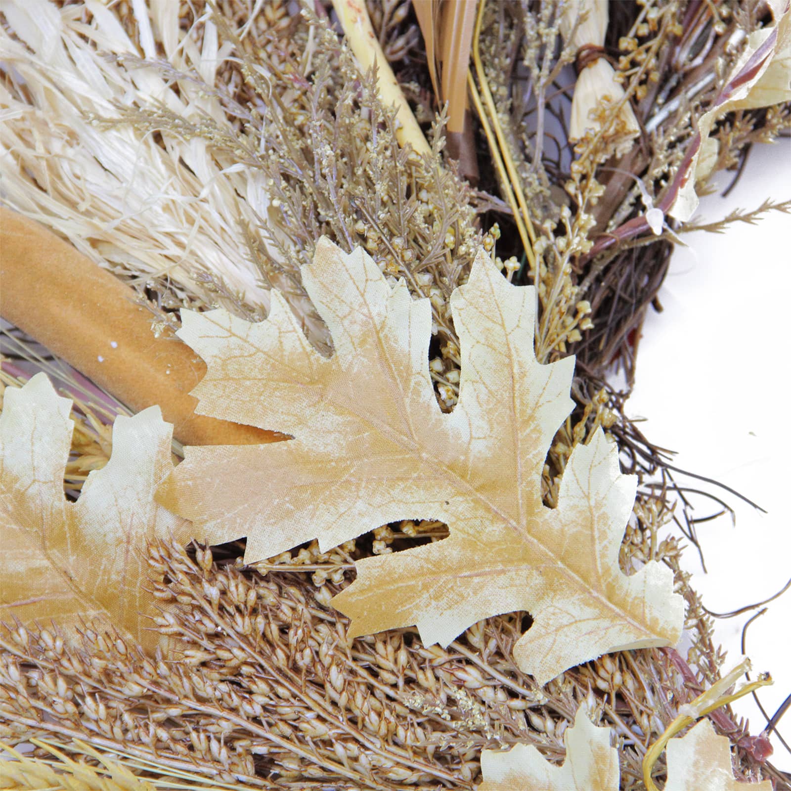 24" Unlit Autumn Harvest Artificial Cattail & Wheat Thanksgiving Wreath