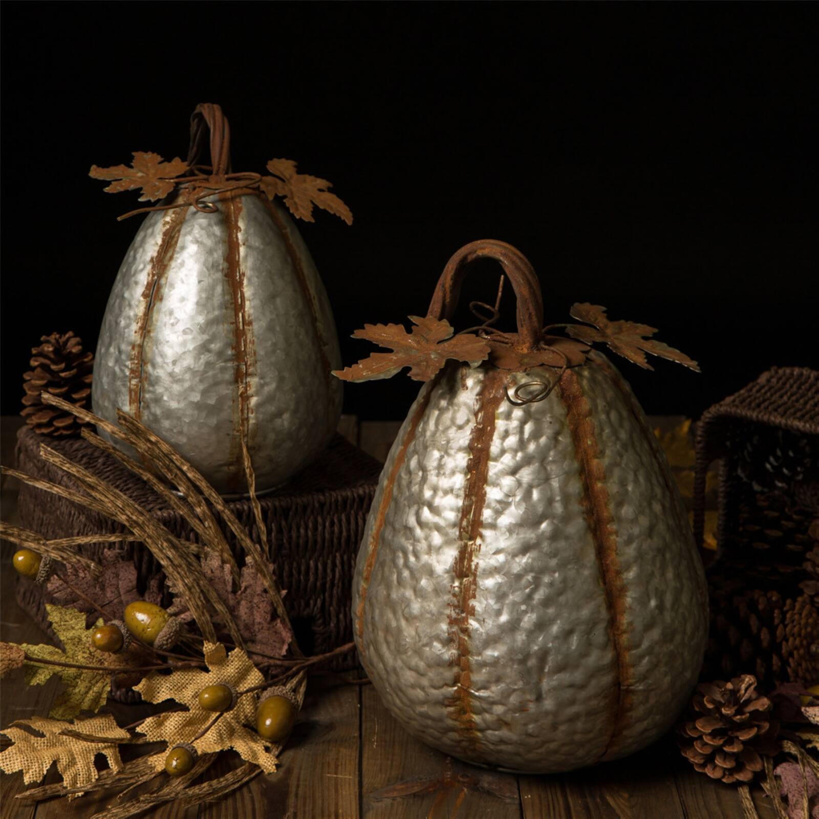 Glitzhome&#xAE; Medium Galvanized Pumpkin