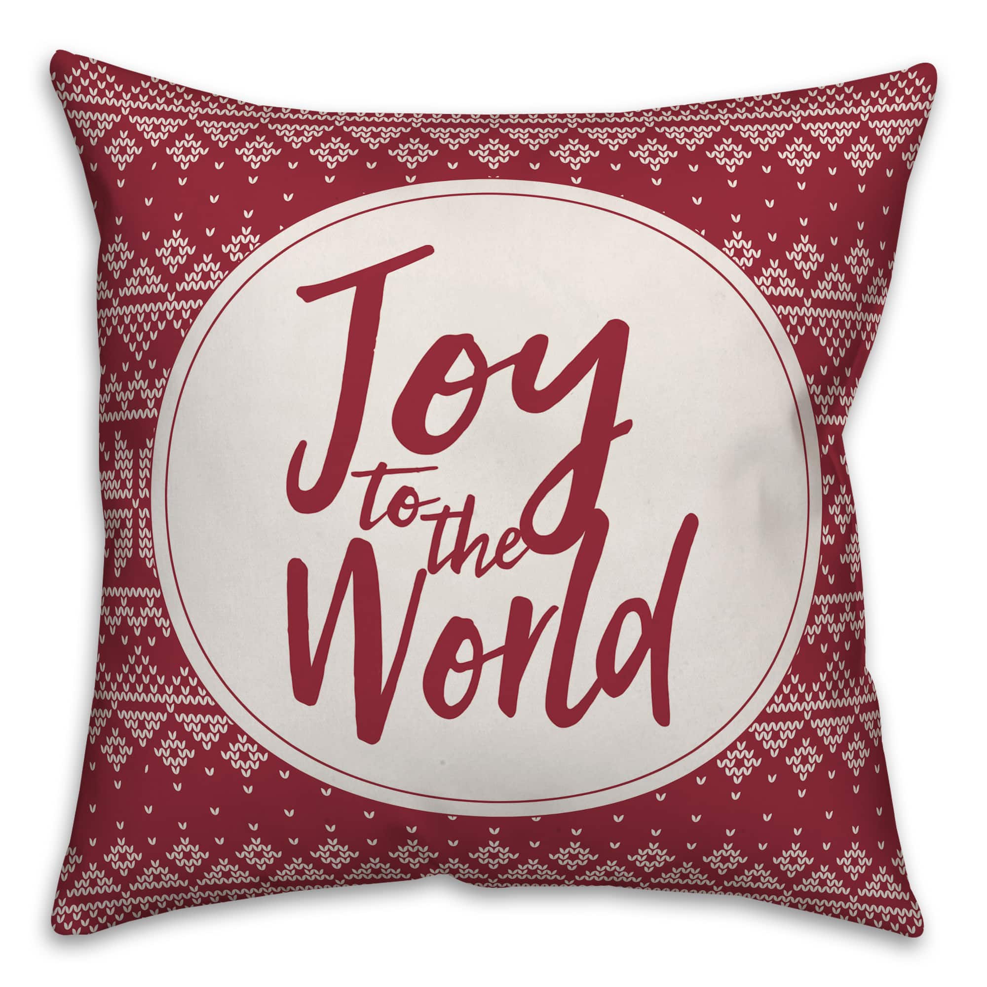 Designs Direct Joy To The World 18x18 Throw Pillow, Red & White
