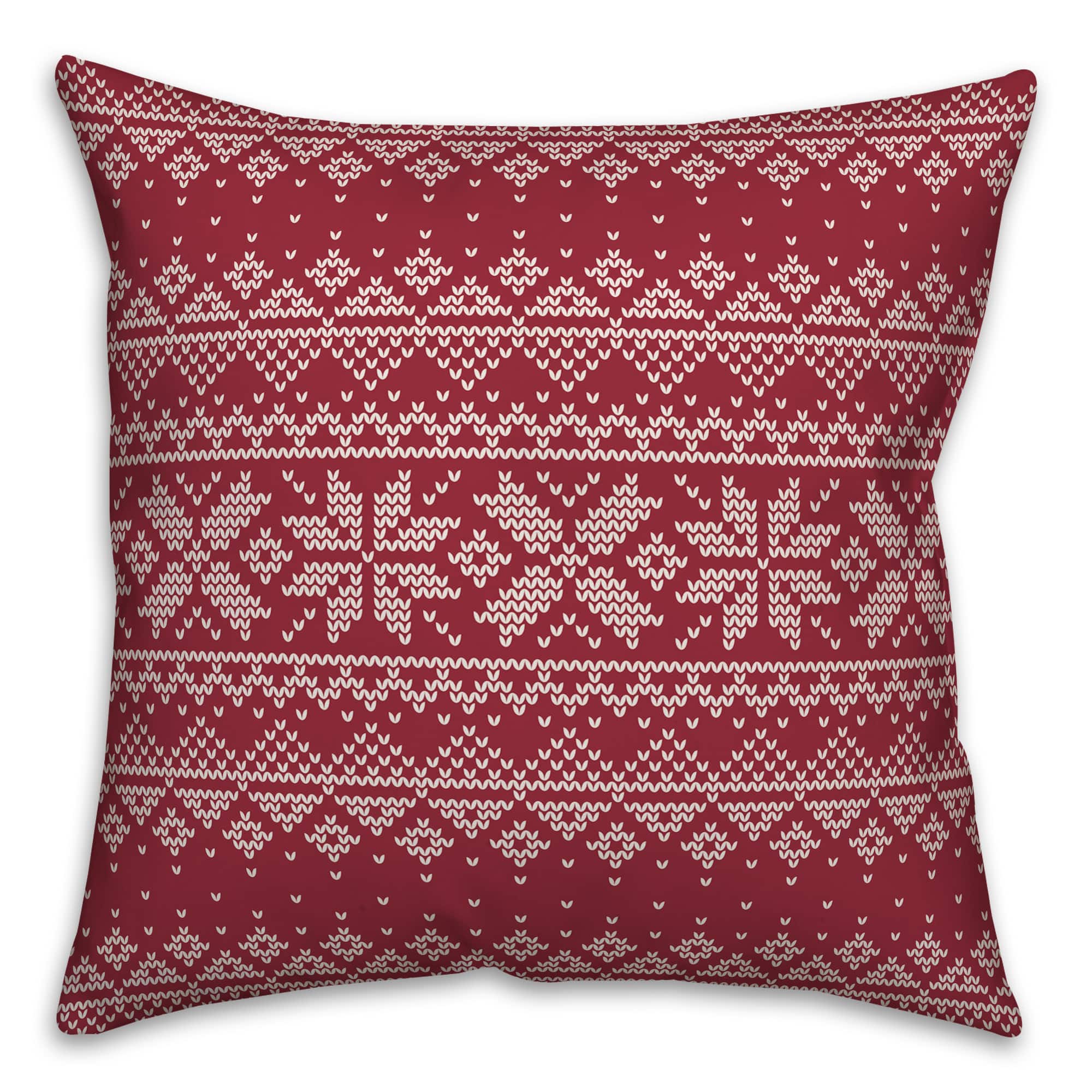 Designs Direct Joy To The World 18x18 Throw Pillow, Red & White