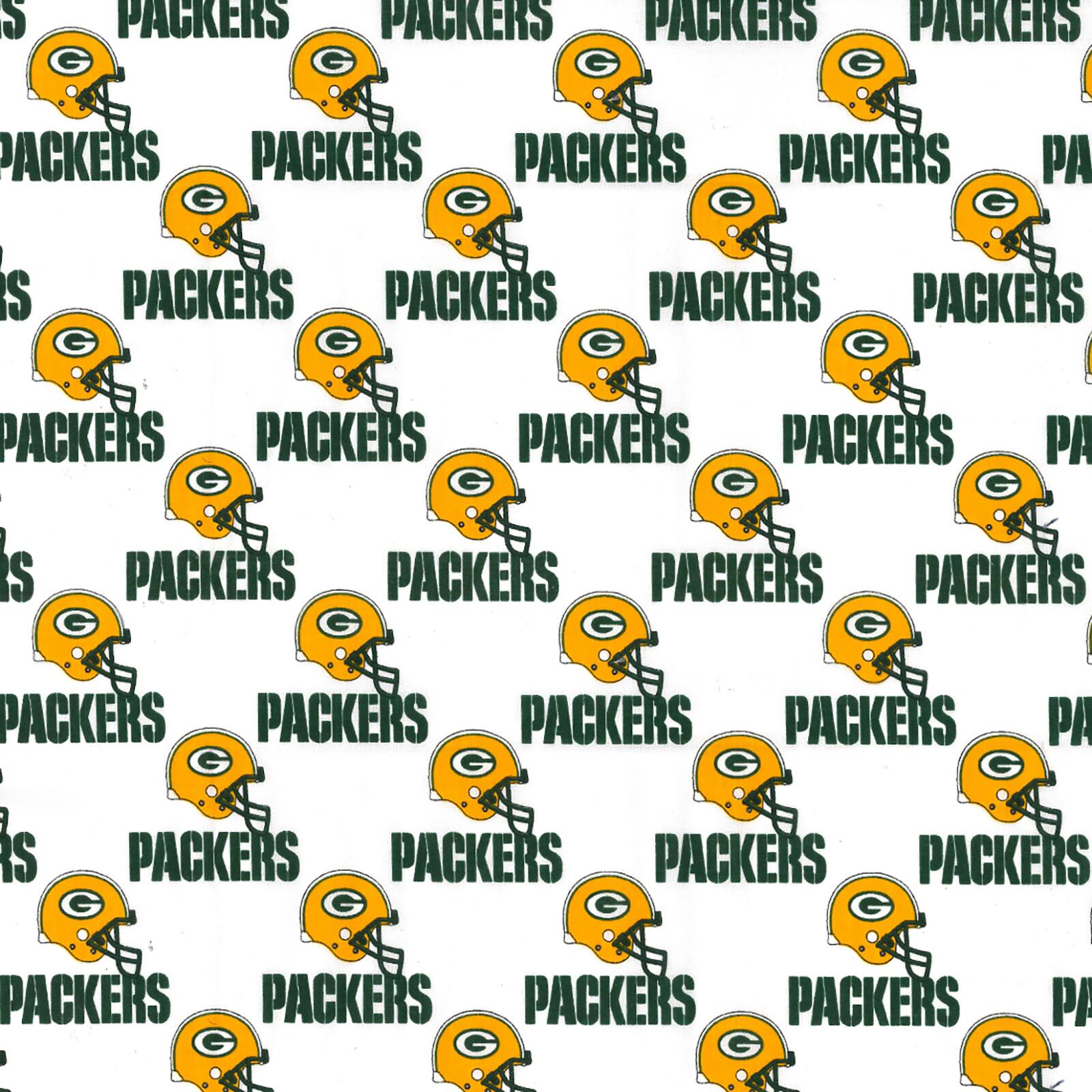 Green Bay Packers Nfl White Print Cotton By Fabric Traditionsn