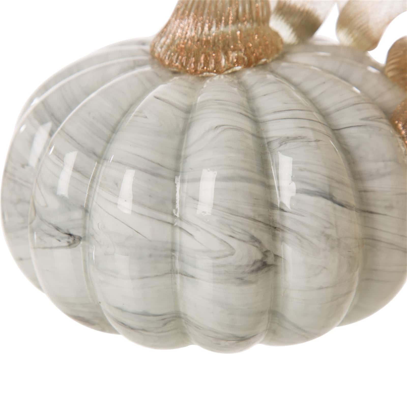 Glitzhome® Small Marble Glass Pumpkin, Gray