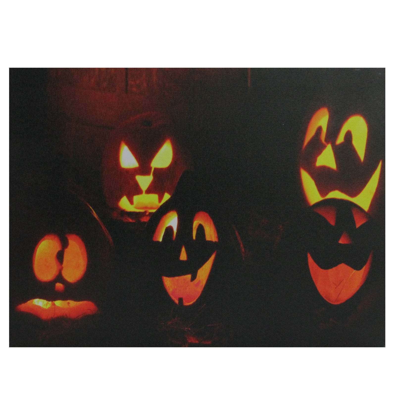LED Lighted Silly & Spooky Jack-O-Lanterns Halloween Canvas Wall Art