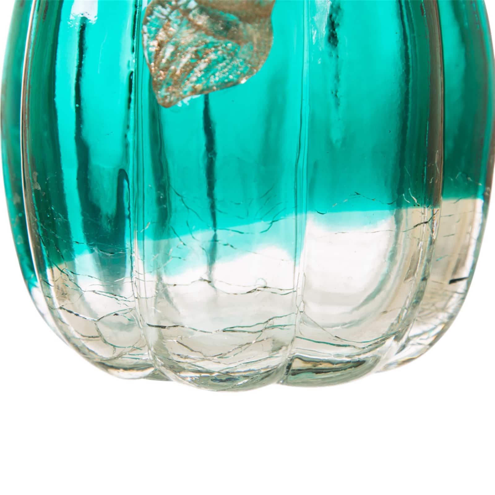 Glitzhome® Crackle Glass Pumpkin, Turquoise