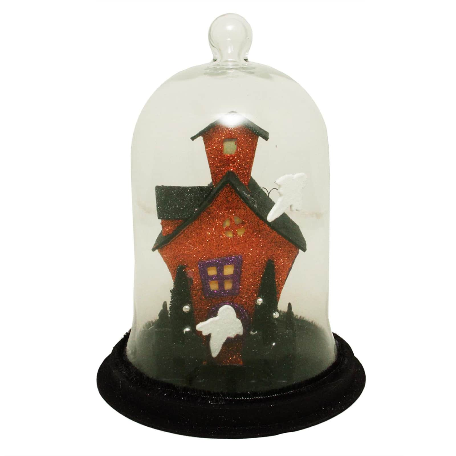 9" Spooky Haunted House with Ghosts Lighted Halloween Dome Cloche