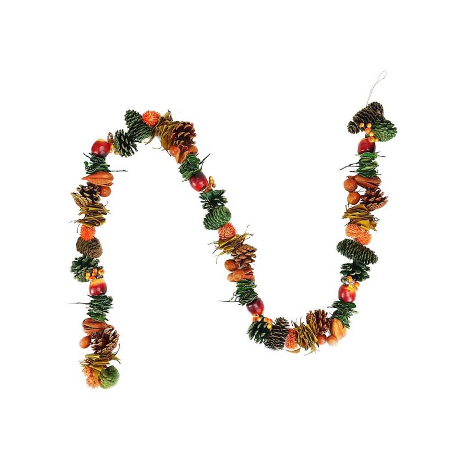 5ft. Autumn Harvest Pine Cones & Apples Artificial Garland