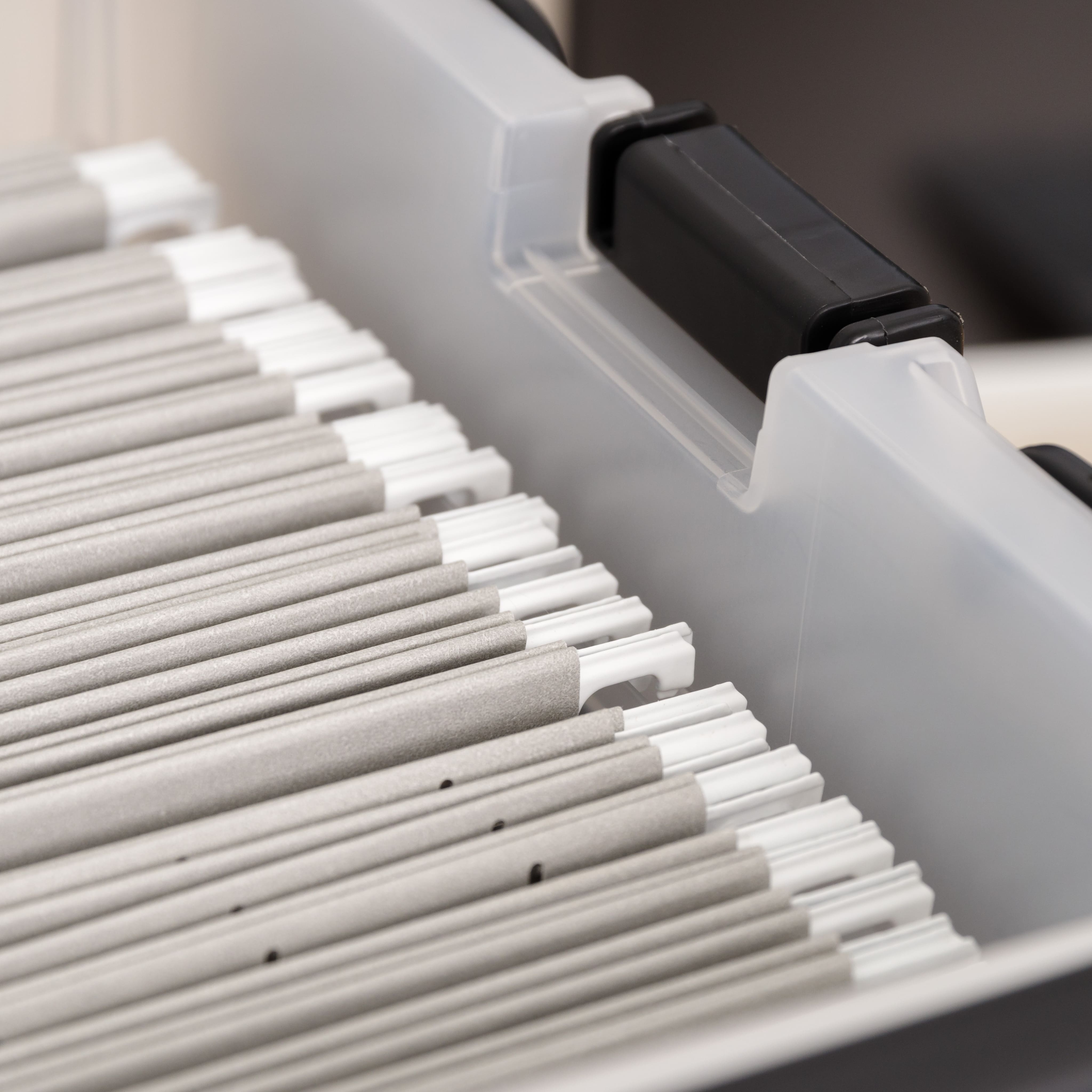 Iris&#xAE; Letter Size Portable Wing Lid File Box, 4 Pack