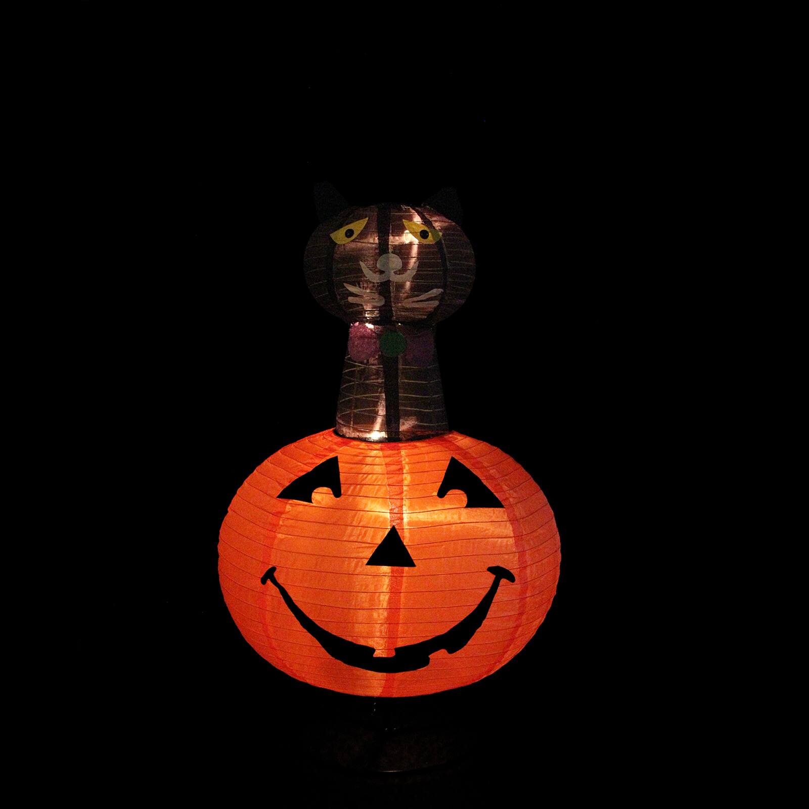 36" Pre-Lit Black Cat In Pumpkin Halloween Outdoor Decoration