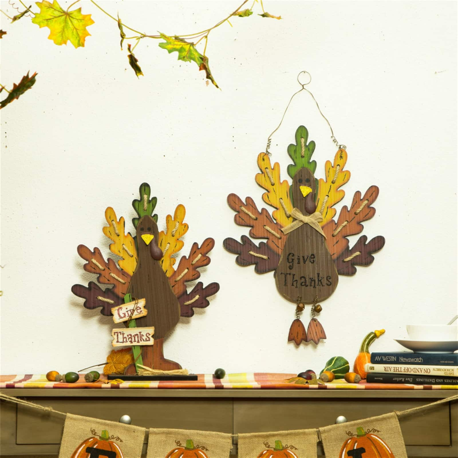 Glitzhome&#xAE; &#x27;Give Thanks&#x27; Turkey Hanging Wall D&#xE9;cor