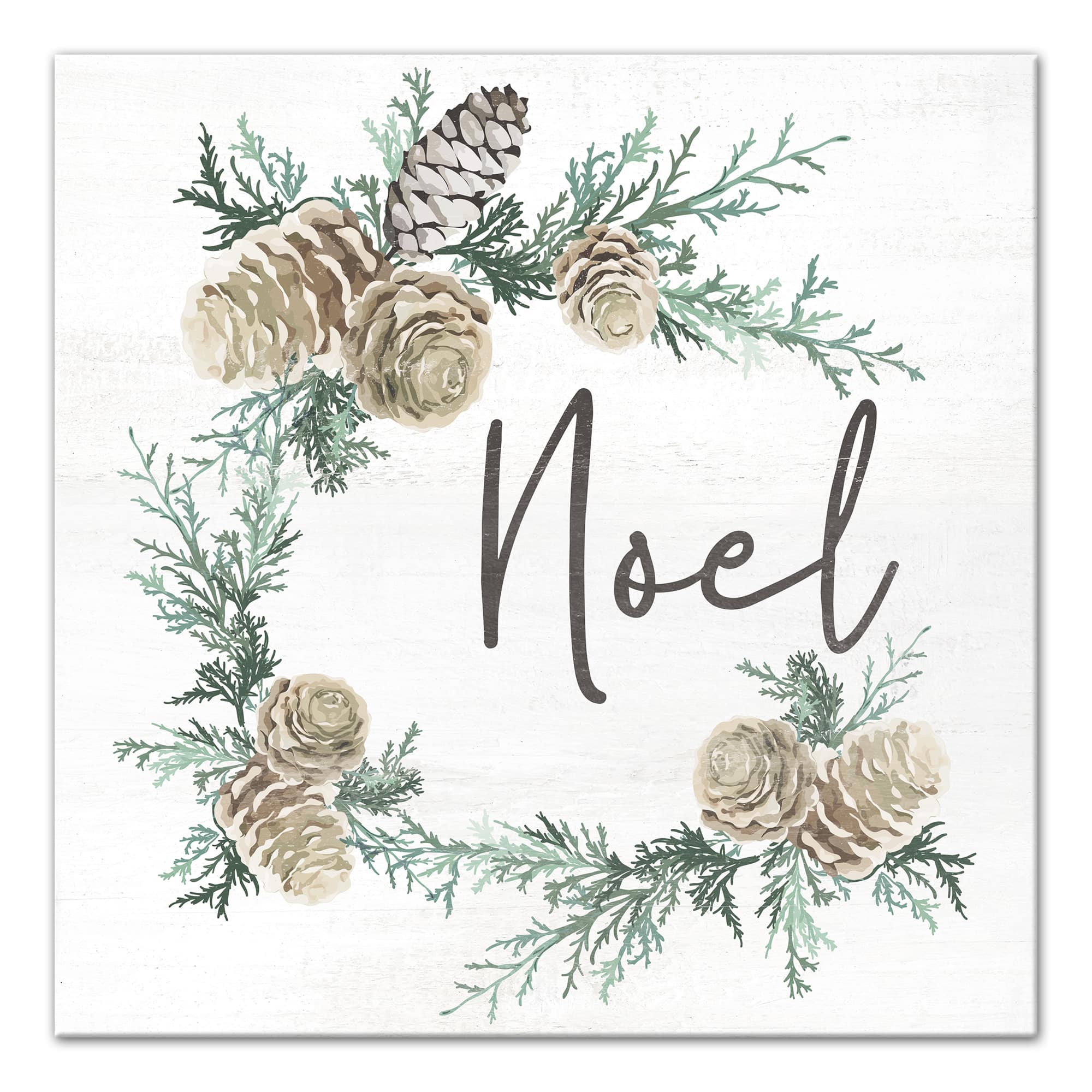 Noel Pine Cone Wreath Canvas Wall Art