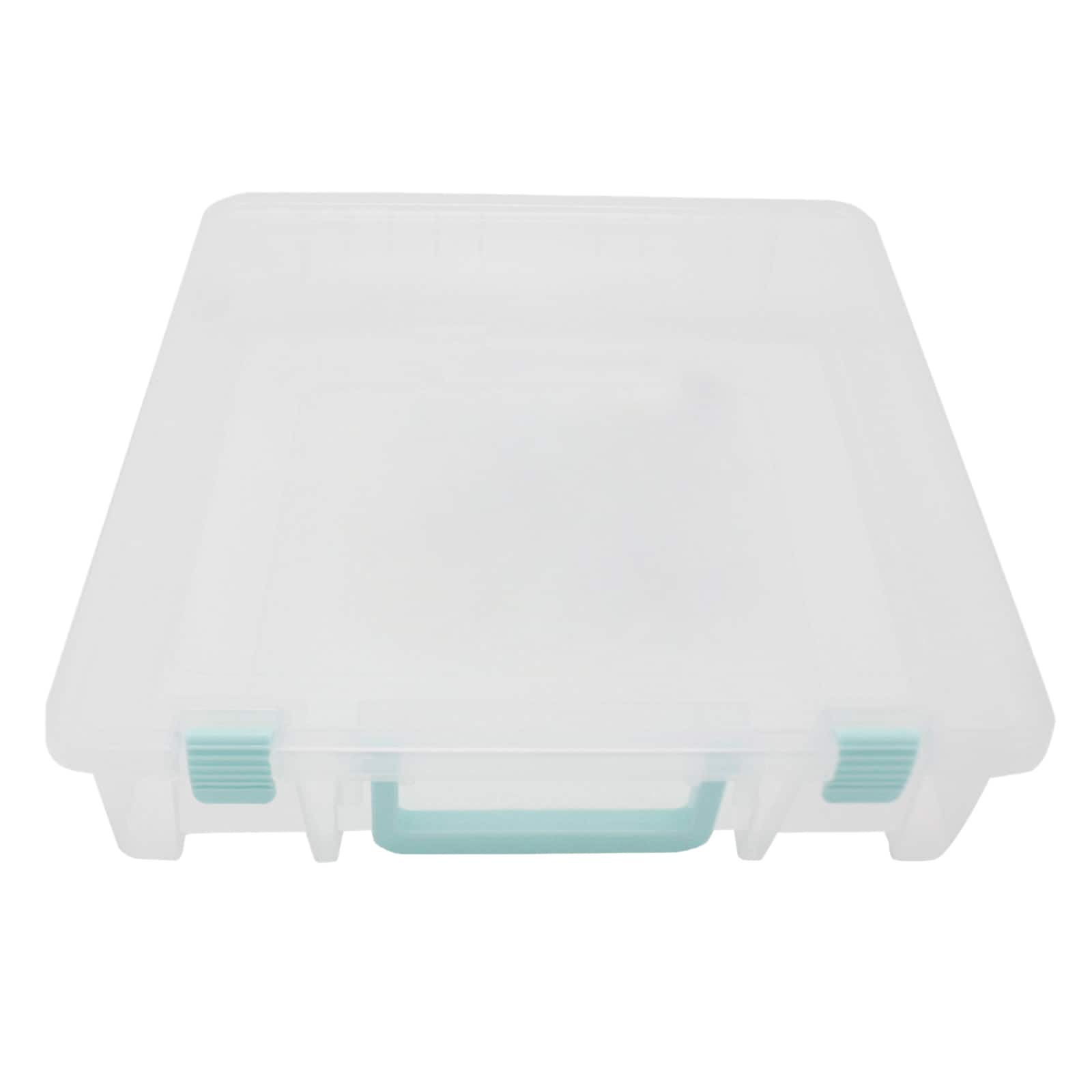 12 x 12 Plastic Scrapbook Storage Case by Simply Tidy - Portable Case for Documents, Papers, Sewing, Crafts - Clear, Bulk 12 Pack, Size: 14.1” x 14.3”