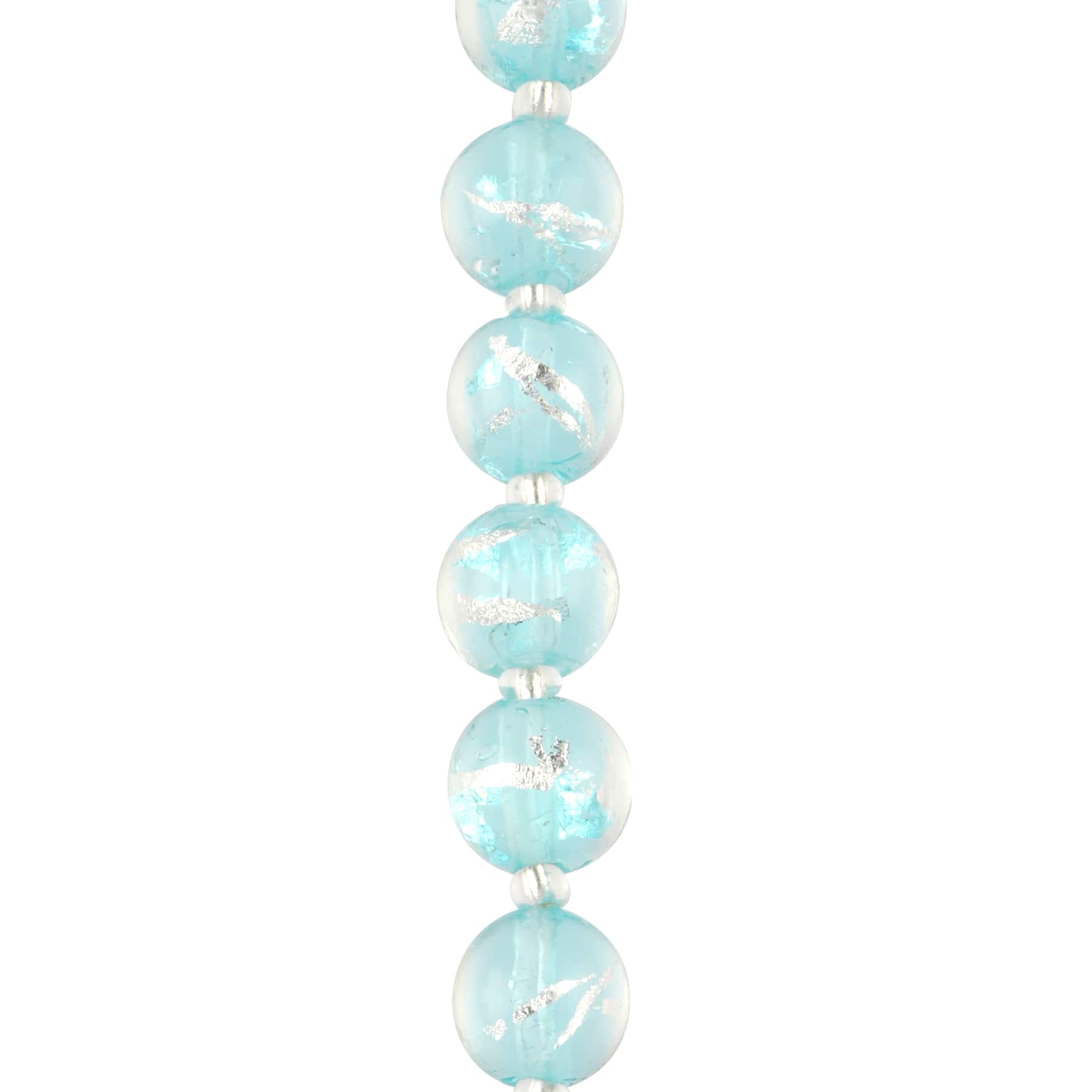 12 Pack: Aqua Lampwork Glass Stripe Beads by Bead Landing™