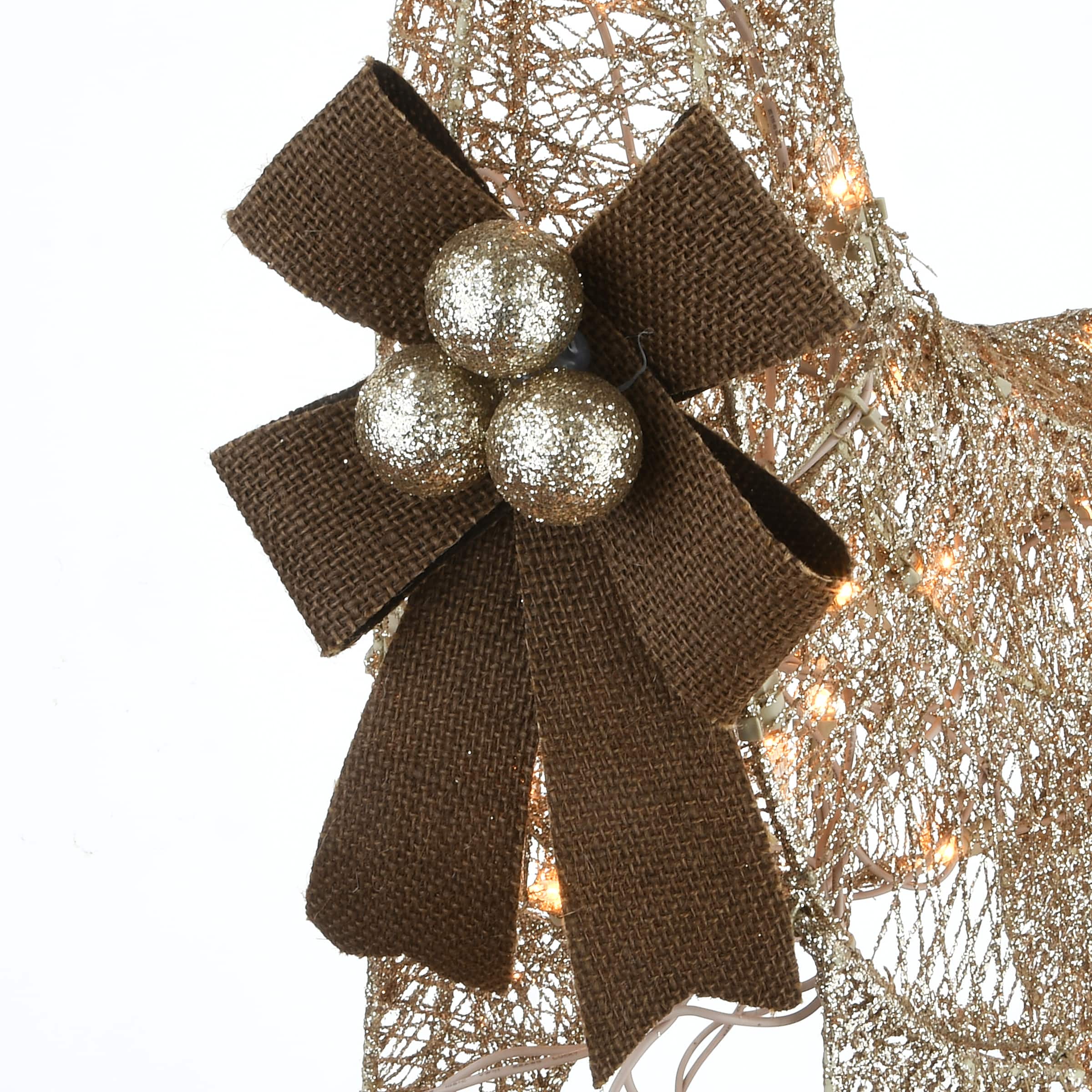 Crystal Splendor Champagne Doe and Fawn with 105 LED Mini Lights