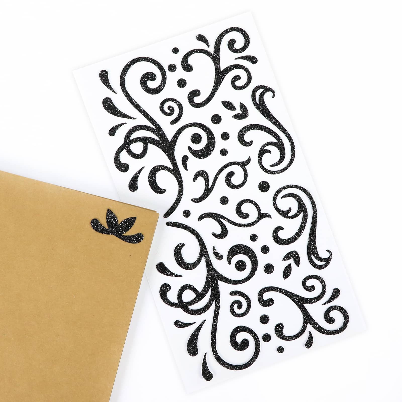12 Pack: Black Glitter Swirl Stickers by Recollections™