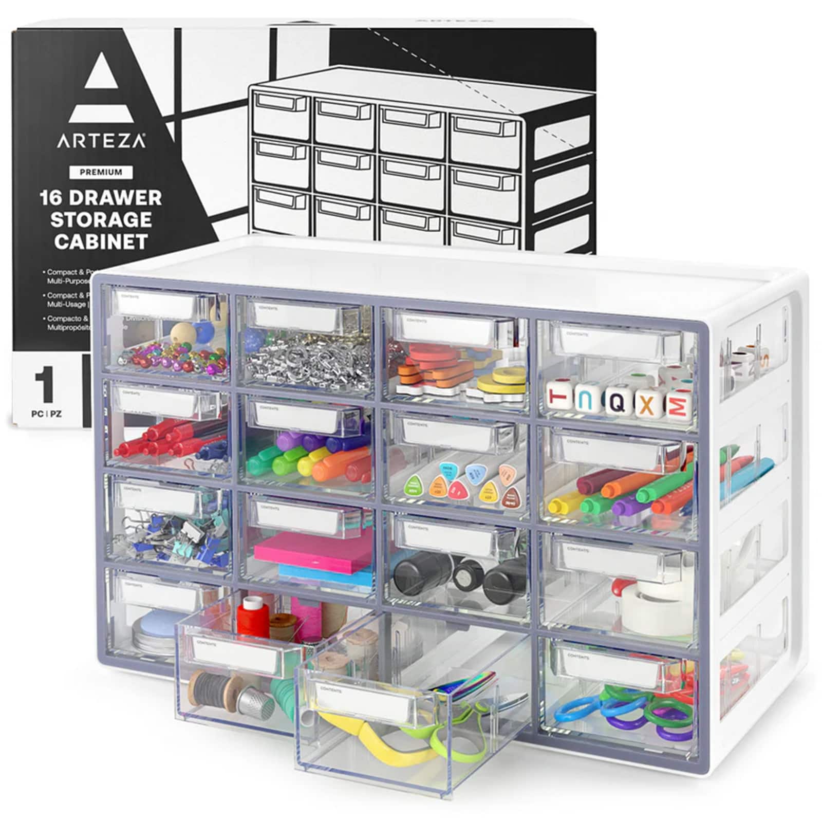 Arteza® Gray 16 Drawer Stackable Storage Cabinet