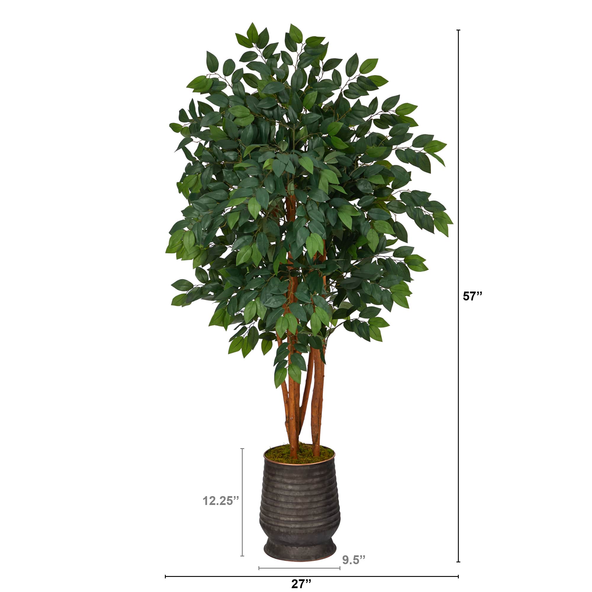 5ft. Sakaki Artificial Tree in Ribbed Metal Planter