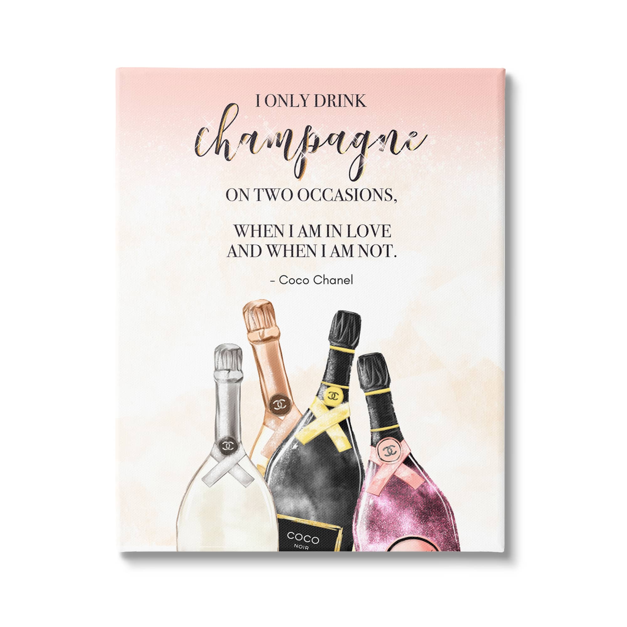 Stupell Industries Champagne and Love Quote Fashion Designer Glam Text Canvas Wall Art