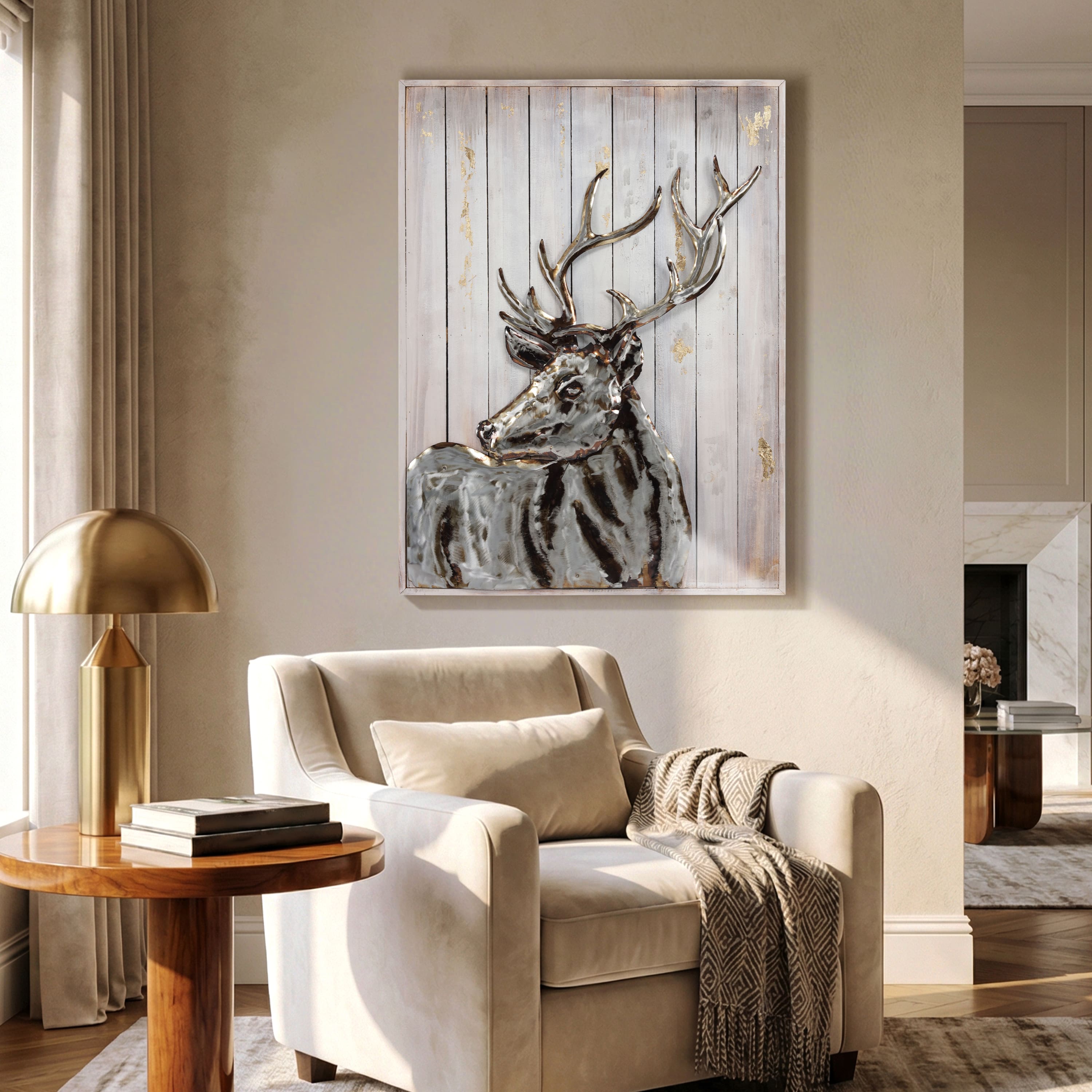 Empire Art Direct 40" x 30" Deer 2 Framed Metal Wall Sculpture