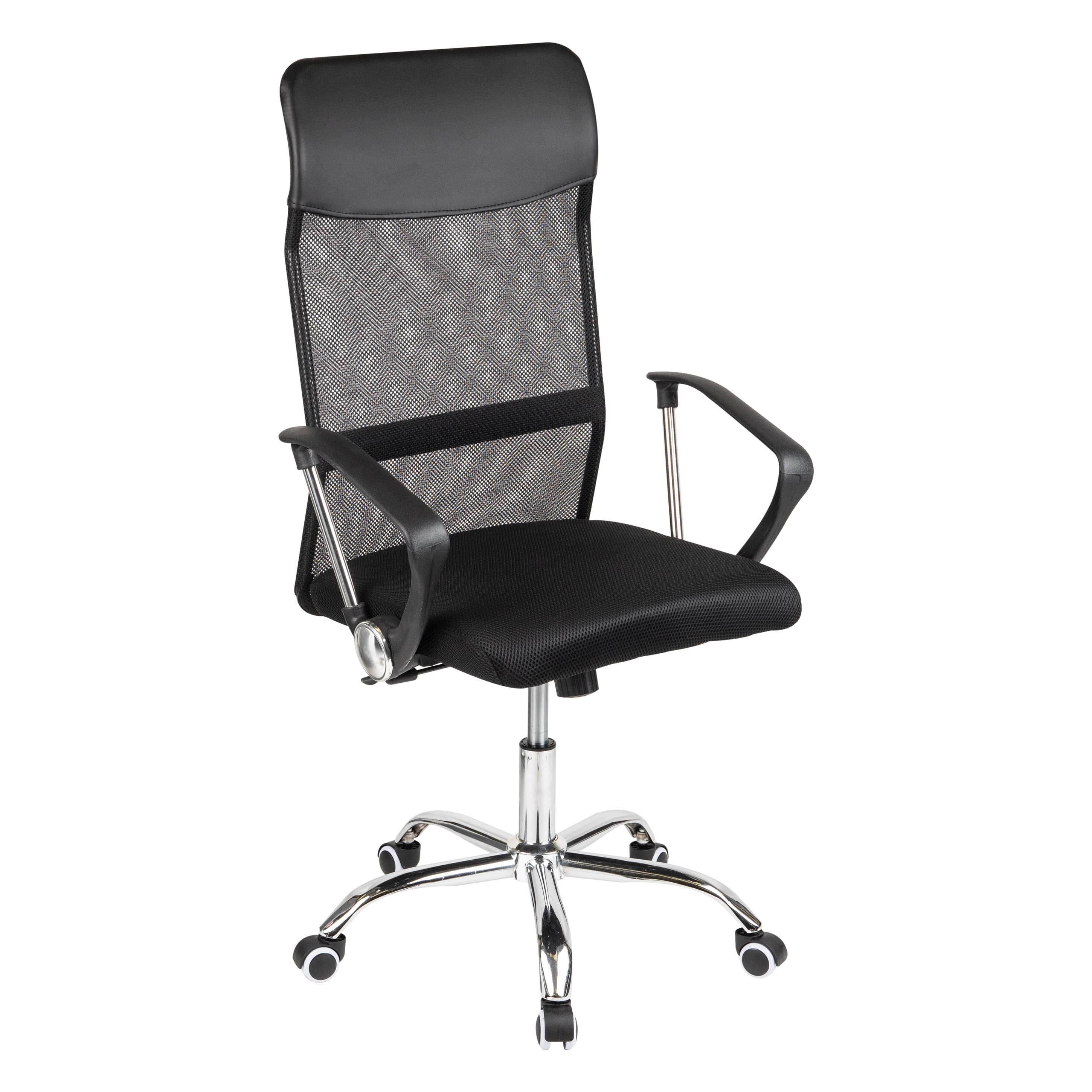 Mind Reader Office Chair with Wheels, Height Adjustable, Desk Chair, Office, 25.5"L x 21"W x 42.5-47"H, Black