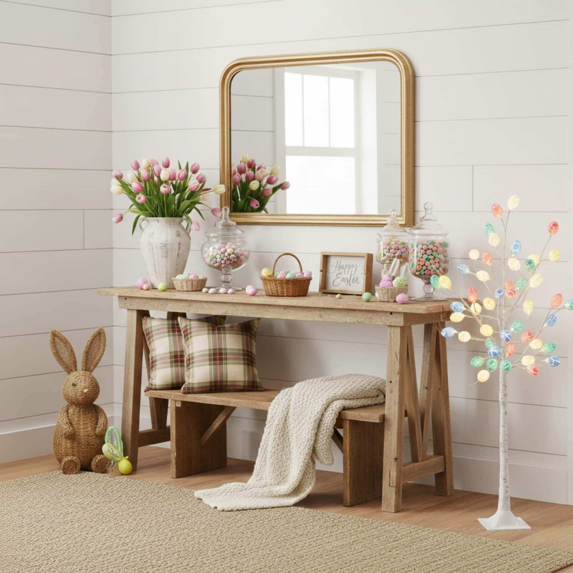 4ft. Pre-Lit Artificial Easter Twig Tree with 48 Egg Shaped LED Ornaments