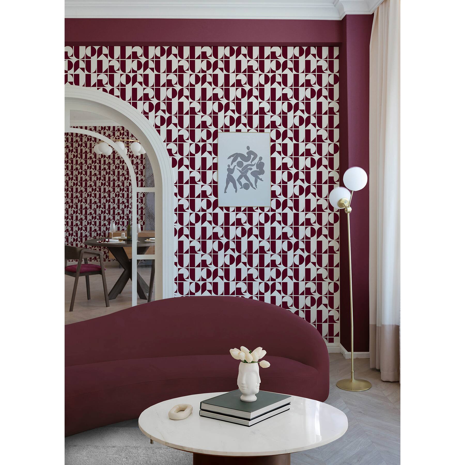 RuPaul RuDeco Oxblood Red Peel & Stick Wallpaper