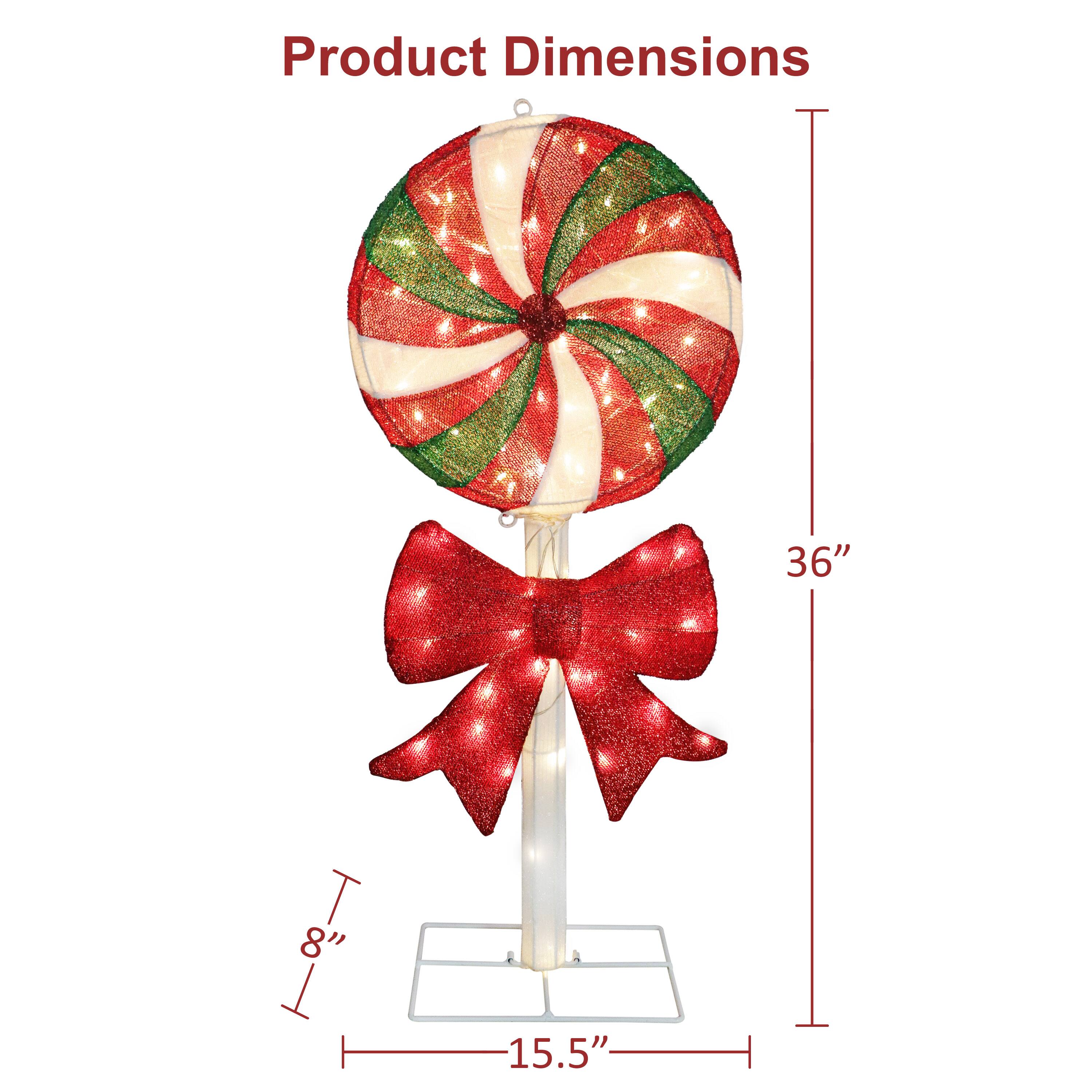 Puleo International 3ft. Pre-Lit Lollipop Christmas Holiday Décor with Warm White LED Lights