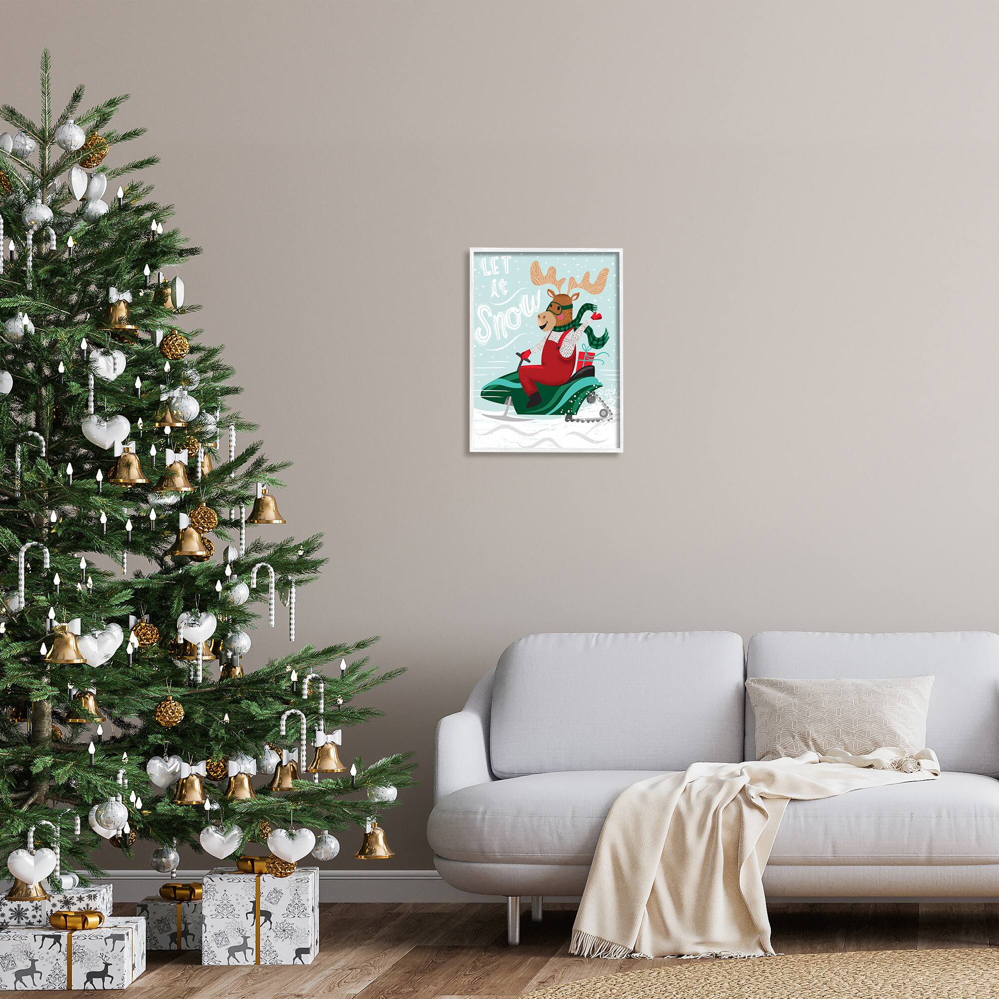 Stupell Industries Let It Snow Moose Sleigh Framed Giclee Art