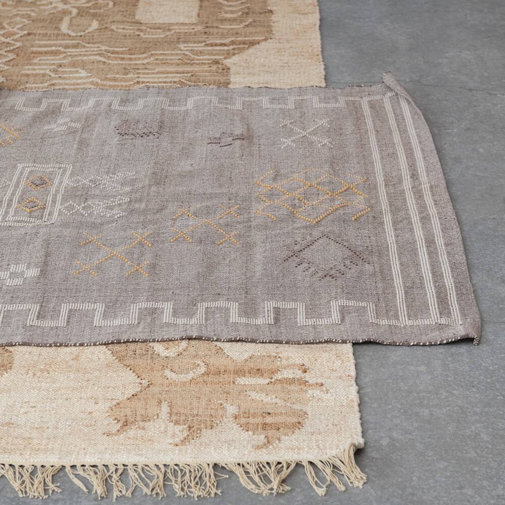 Hello Honey® Natural and Brown Cotton and Jute Rug with Tiger and Tassels, 9ft. x 6ft.