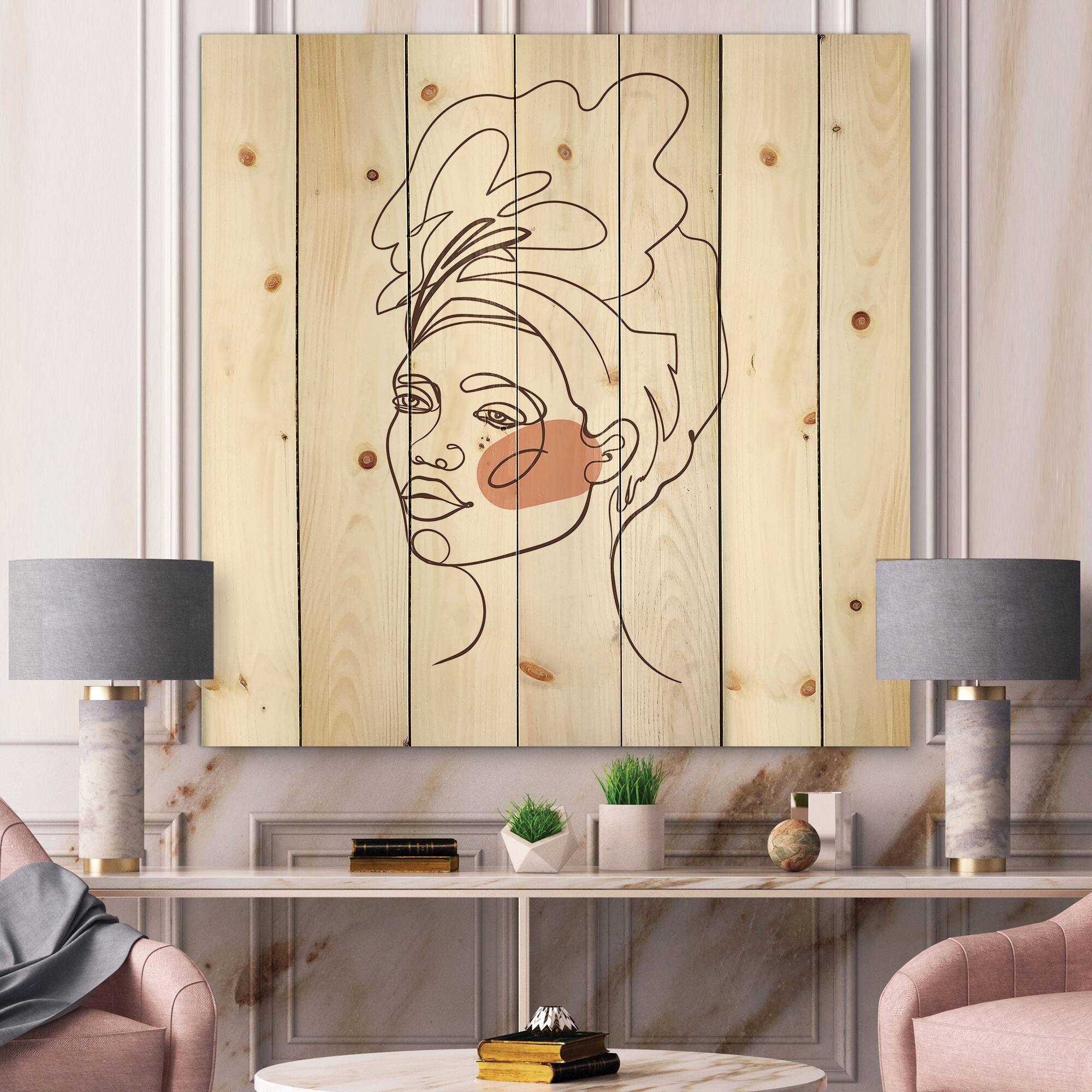 Designart - One Line Portrait of African American Woman III