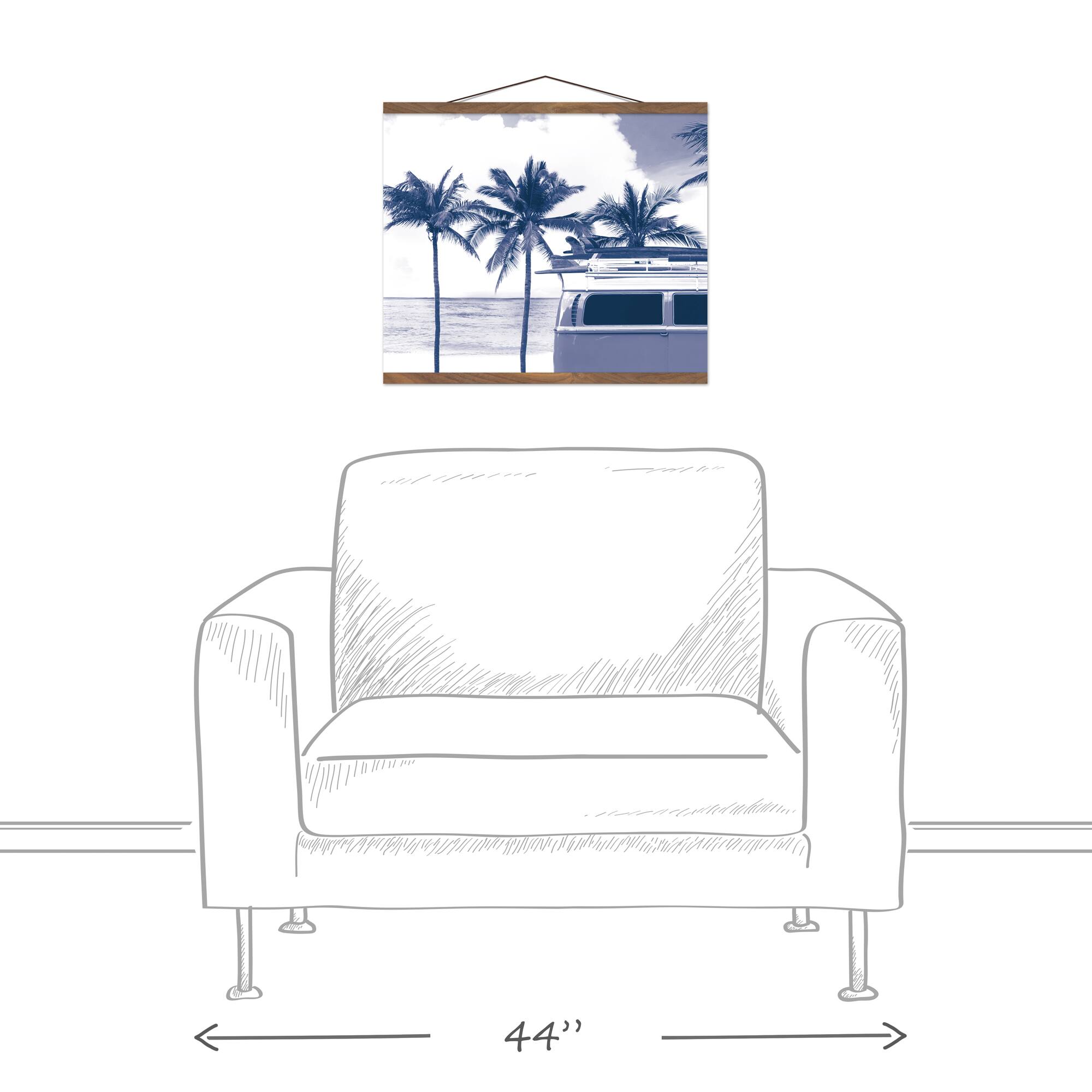 Surfboard Van Teak Hanging Canvas Wall Art