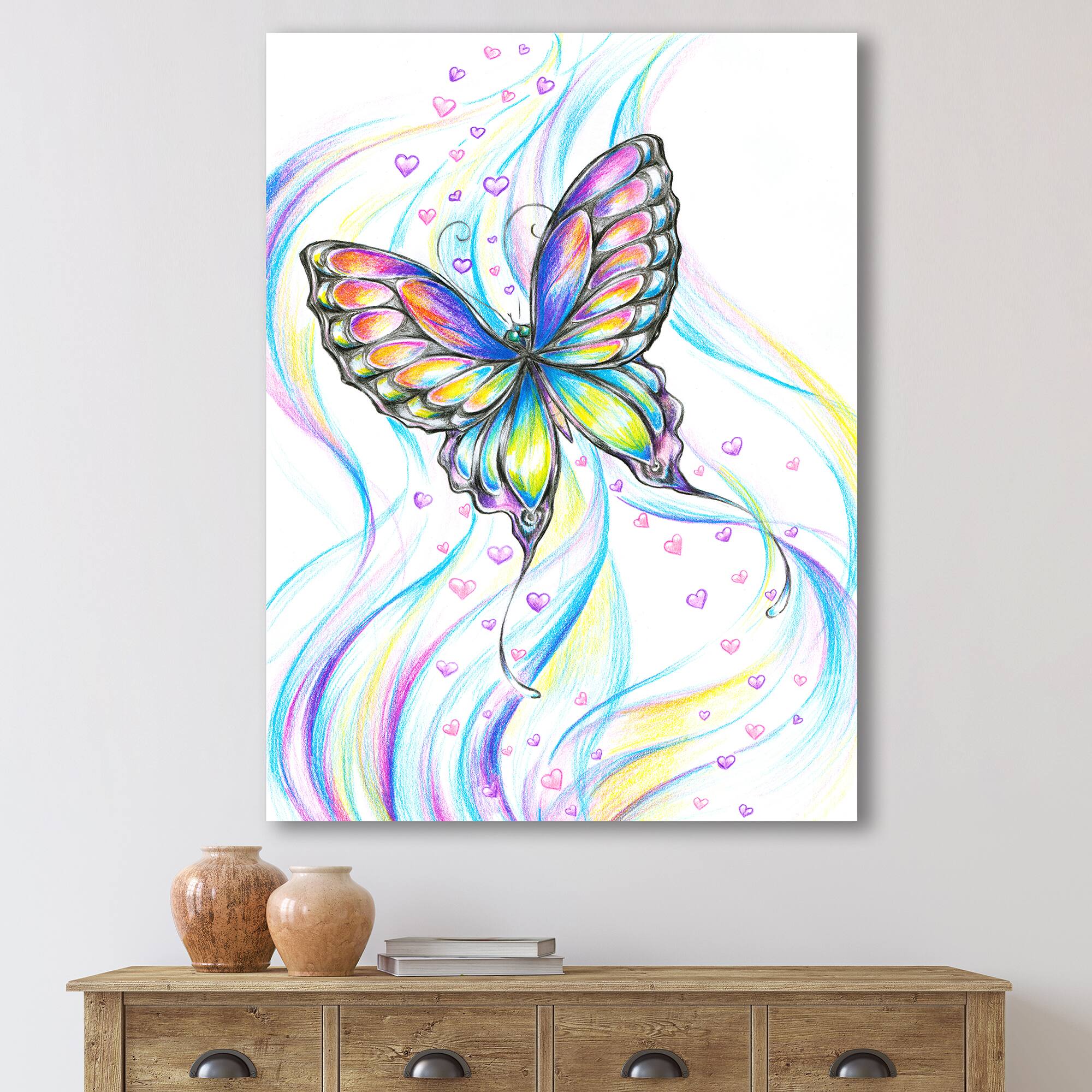 Designart - Iridiscent Butterfly - Traditional Canvas Wall Art Print