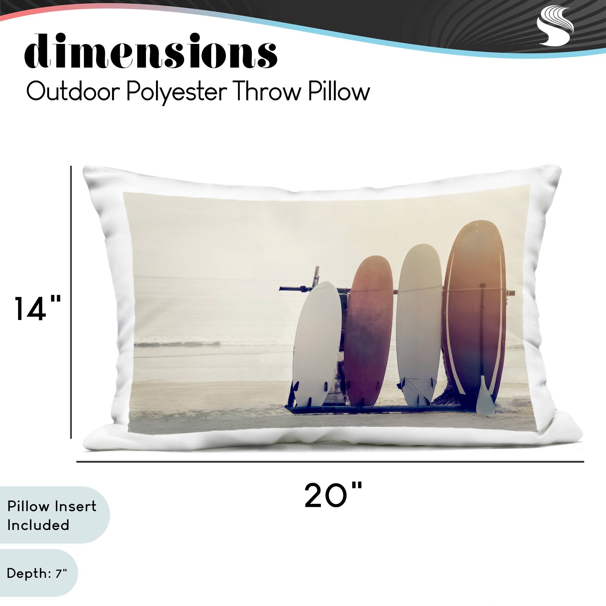 Stupell Industries 14" x 20" Beach Surfboards Leaning Outdoor Print Throw Pillow